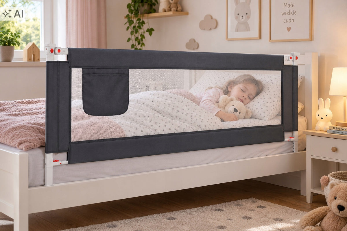 PROTECTIVE BARRIER FOR CHILDREN'S BED 140 CM ADJUSTABLE GREY Manufacturer code 10228