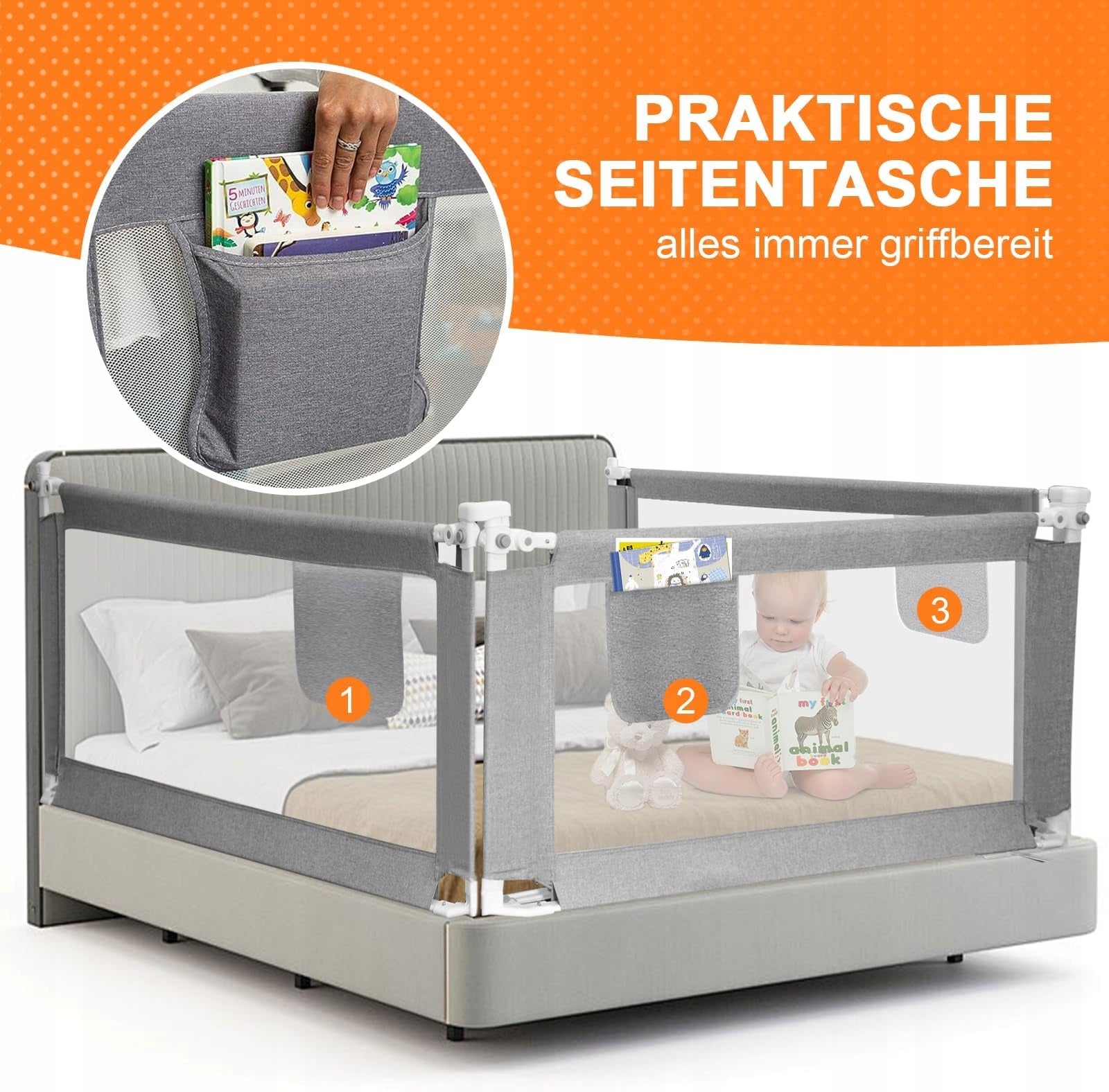 PROTECTIVE BARRIER FOR CRIB 200CM PROTECTION AGAINST FALLING OUT Brand no brand