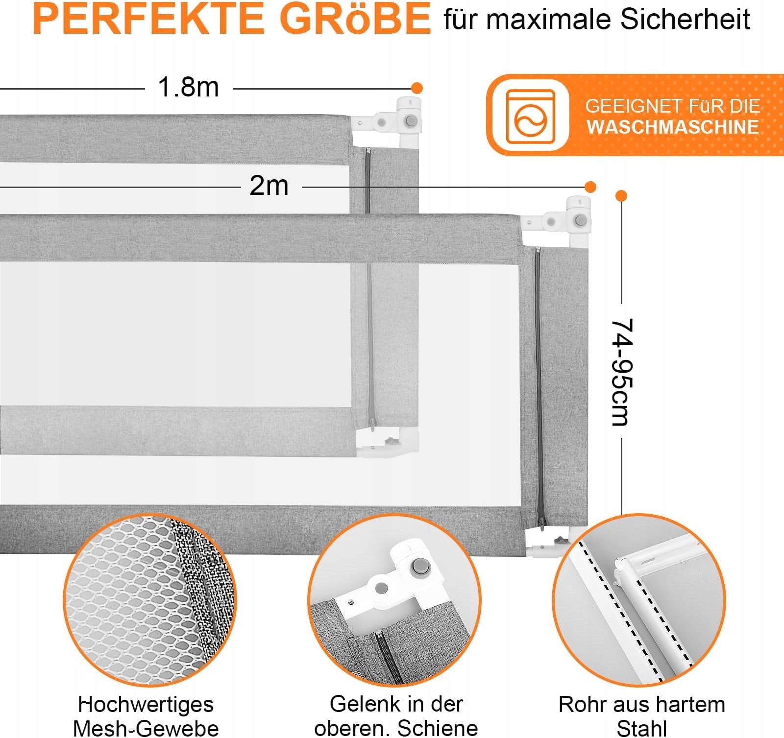 PROTECTIVE BARRIER FOR CRIB 200CM PROTECTION AGAINST FALLING OUT Manufacturer code B0D8RWY4CL