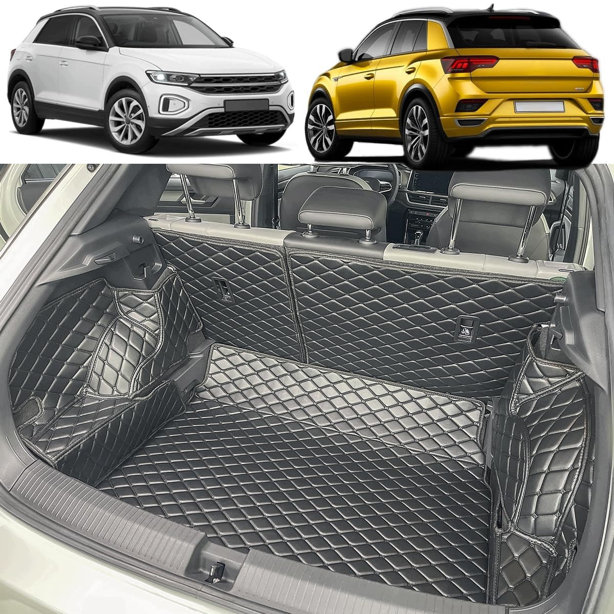 PROTECTIVE BOOT MAT VW T-ROC 2017 2025 WITH REAR PANELS FOR DOG