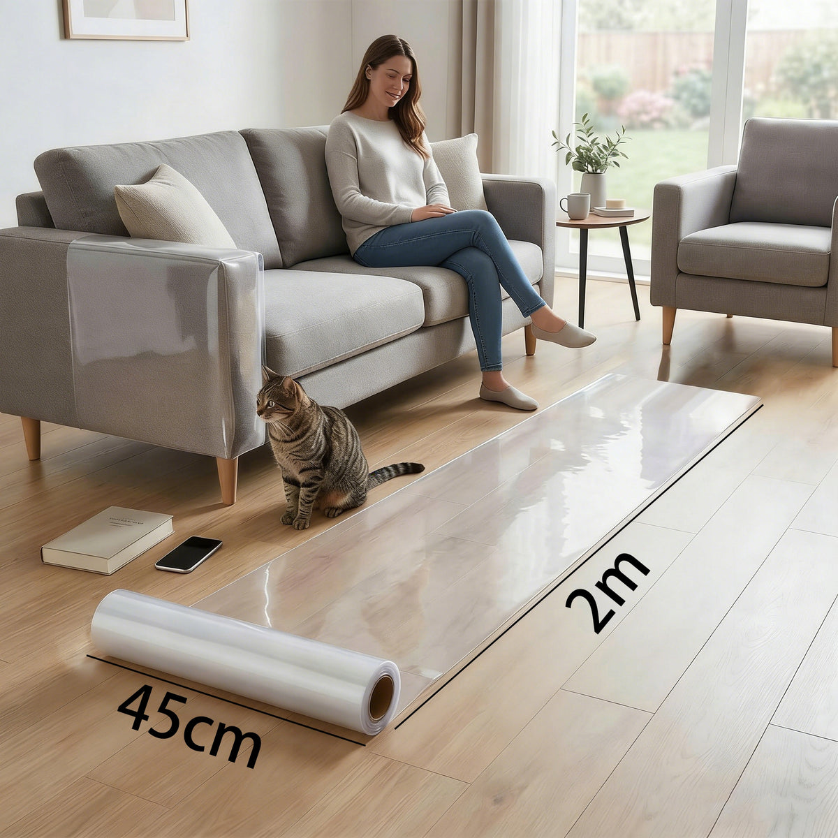 PROTECTIVE FILM COLORLESS Door Anti-SCRATCH Furniture Self Adhesive 45x200 Packaging status original