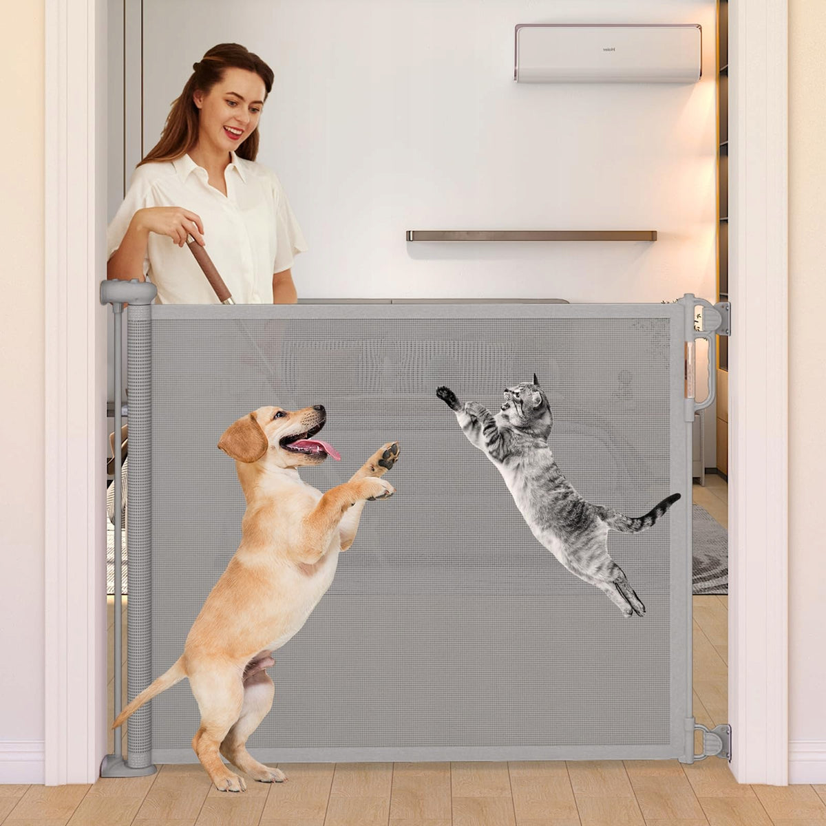 PROTECTIVE GATE PVC 87X180CM EXTENDABLE FOR INFANTS AND ANIMALS GREY Manufacturer code TN-GUARDIAN 1.8 GREY