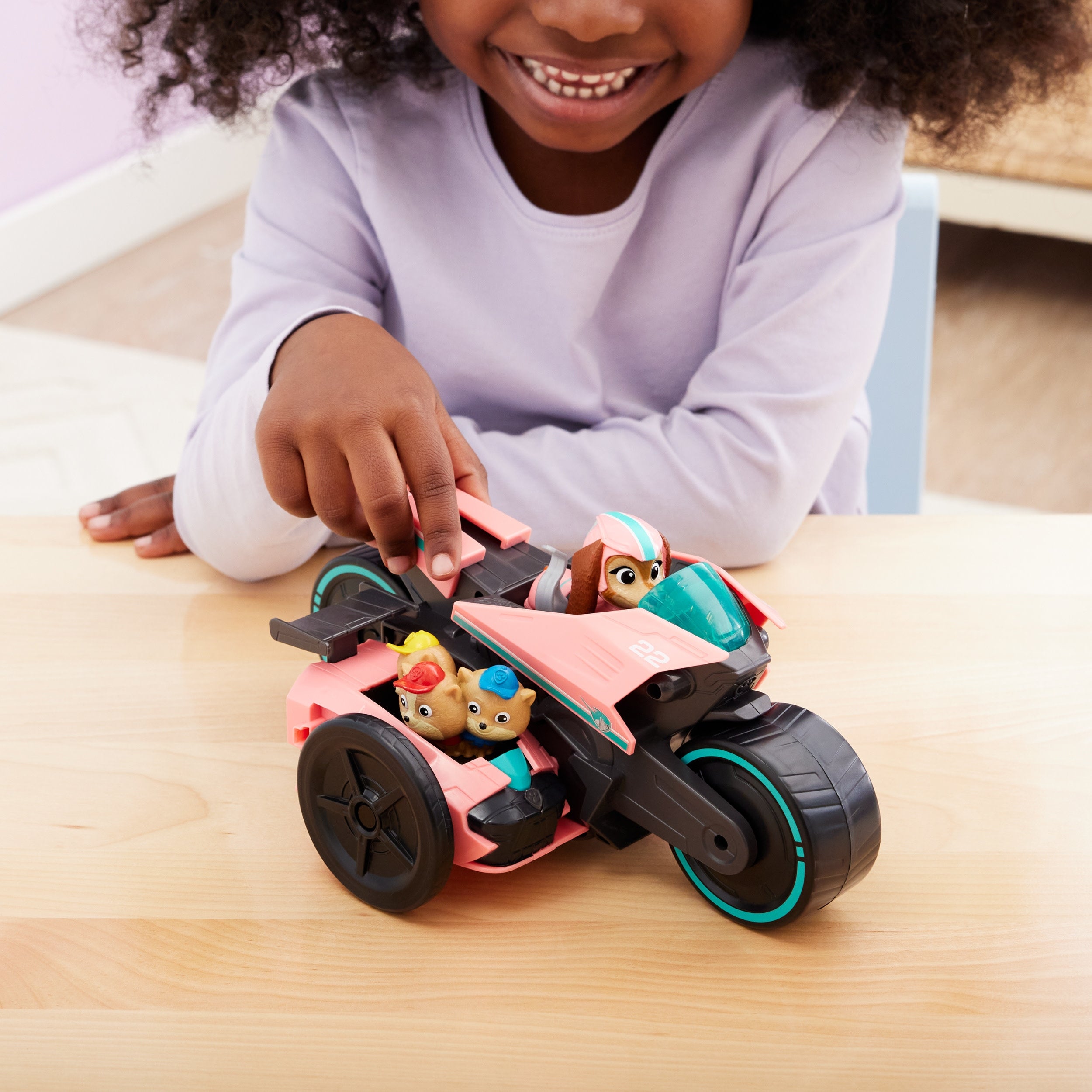 PSI PATROL LIBERTY VEHICLE MOTORCYCLE JUNIOR PATROLLER + 3 POMS KITTY FIGURINES Brand Spin Master