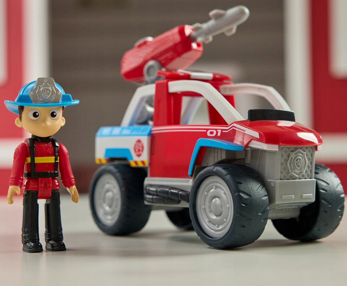 PSI PATROL RYDER FIGURINE RESCUE VEHICLE FIREFIGHTER + IN FIRE RESCUE OUTFIT Packaging status original