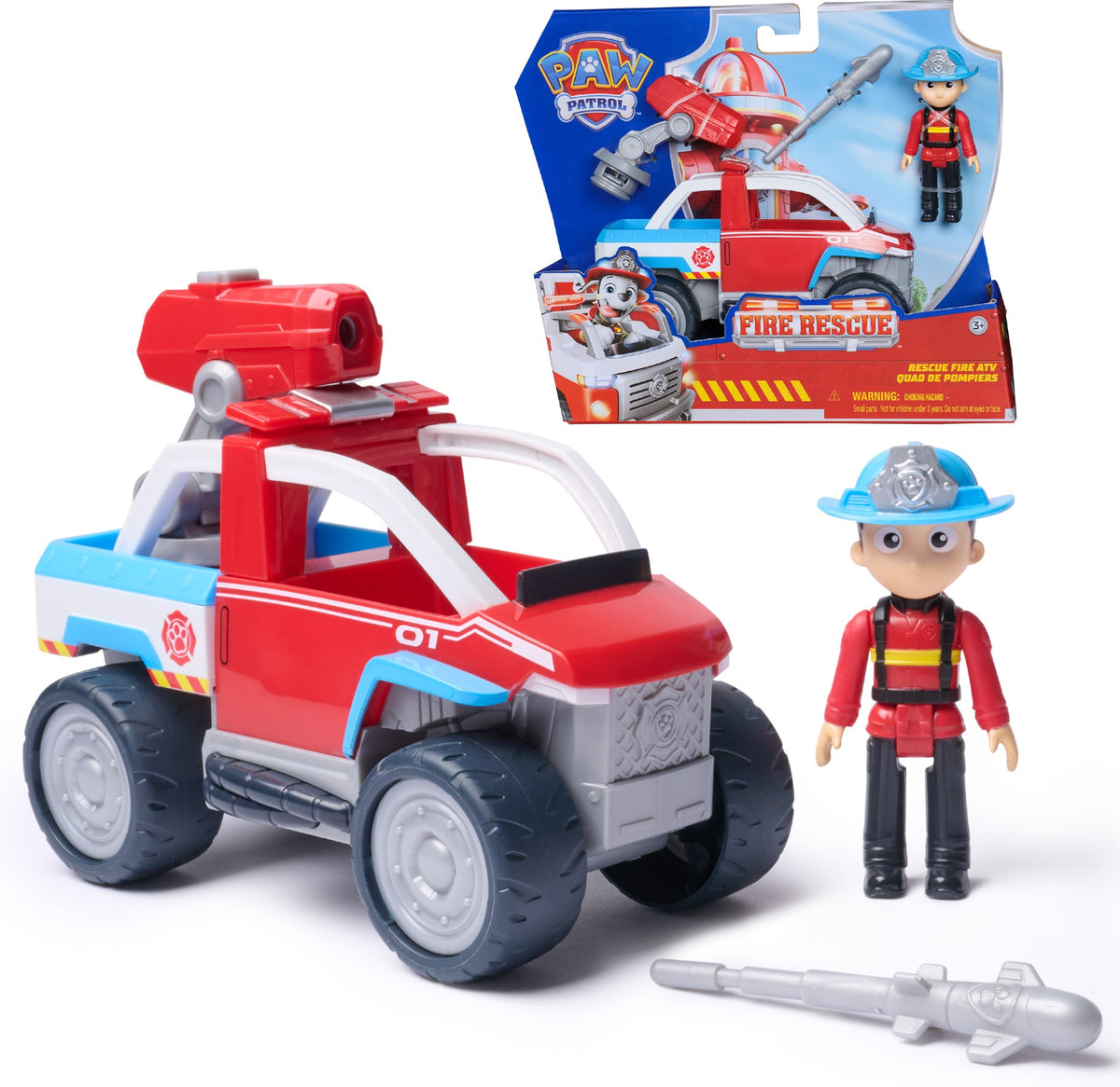 PSI PATROL RYDER FIGURINE RESCUE VEHICLE FIREFIGHTER + IN FIRE RESCUE OUTFIT