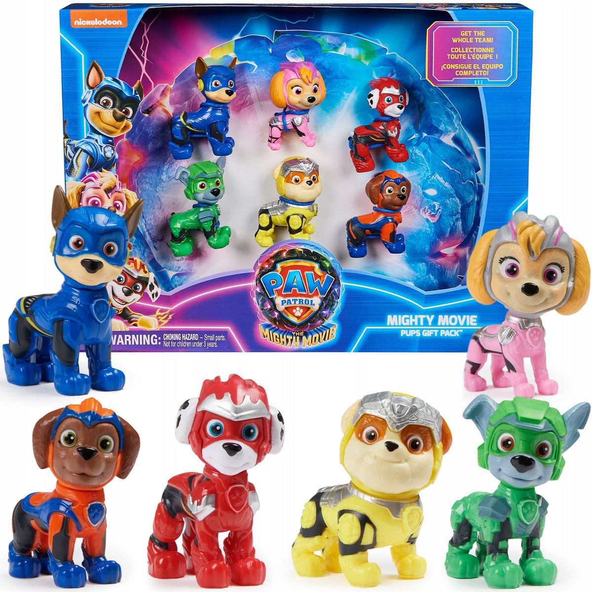 PSI PATROL SET OF 6 DOG FIGURINES THE MIGHTY MOVIE GREAT SKYE CHASE ROCKY