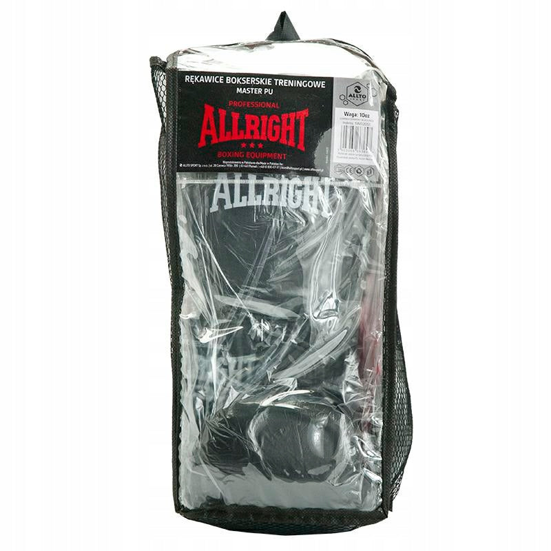 PU BOXING GLOVES 10oz BLACK TRAINING SPARRING ALLRIGHT MASTER Packaging status original