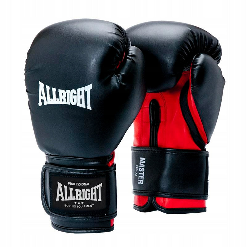 PU BOXING GLOVES 10oz BLACK TRAINING SPARRING ALLRIGHT MASTER