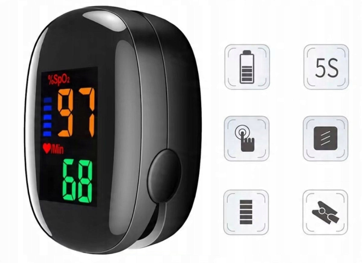 PULSE OXIMETER FINGER PULSE MONITOR PULSE SATURATION OLED CE BLACK Medical device no