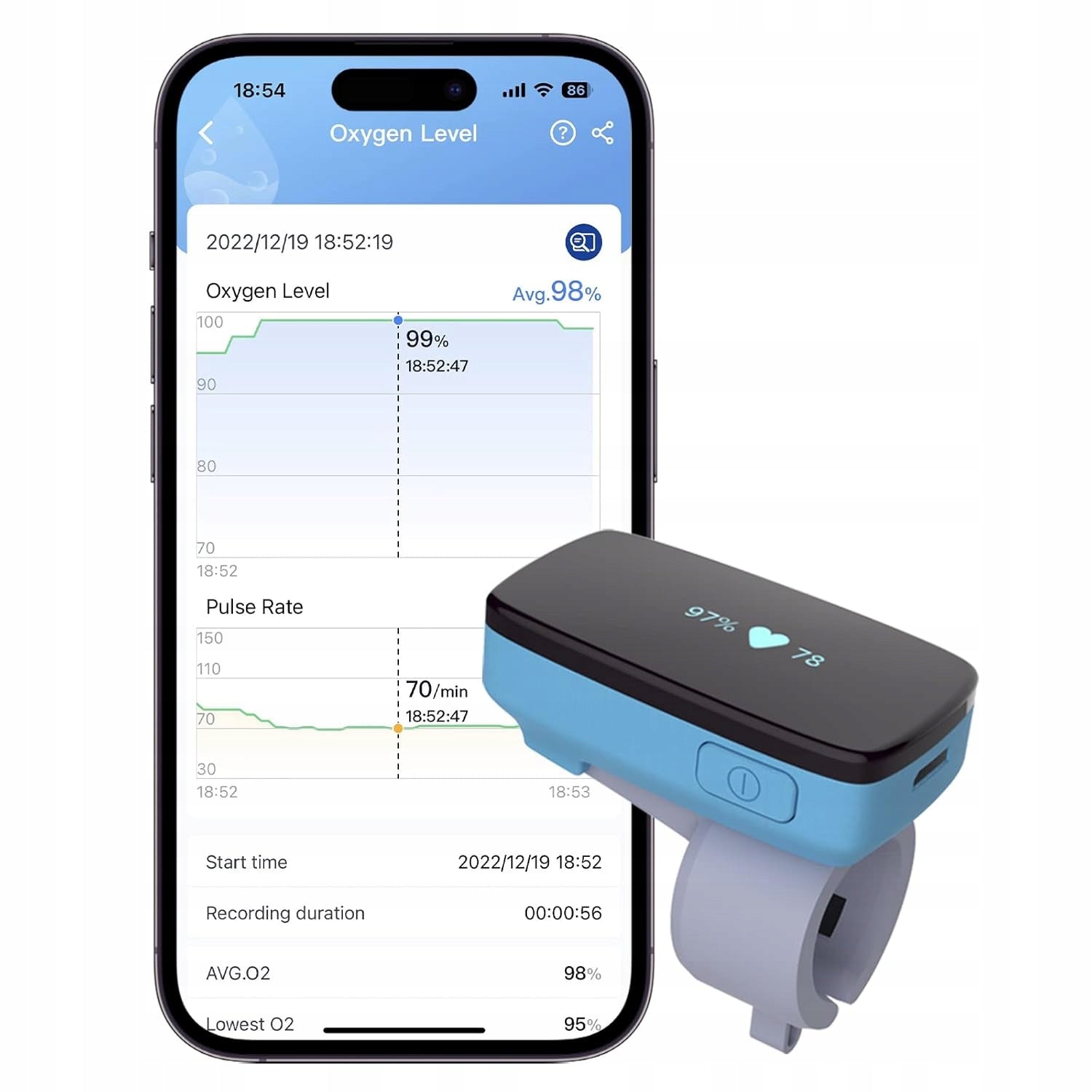 PULSE OXIMETER WELLUE SLEEP O2 BATTERY SLEEP MONITOR PER FINGER