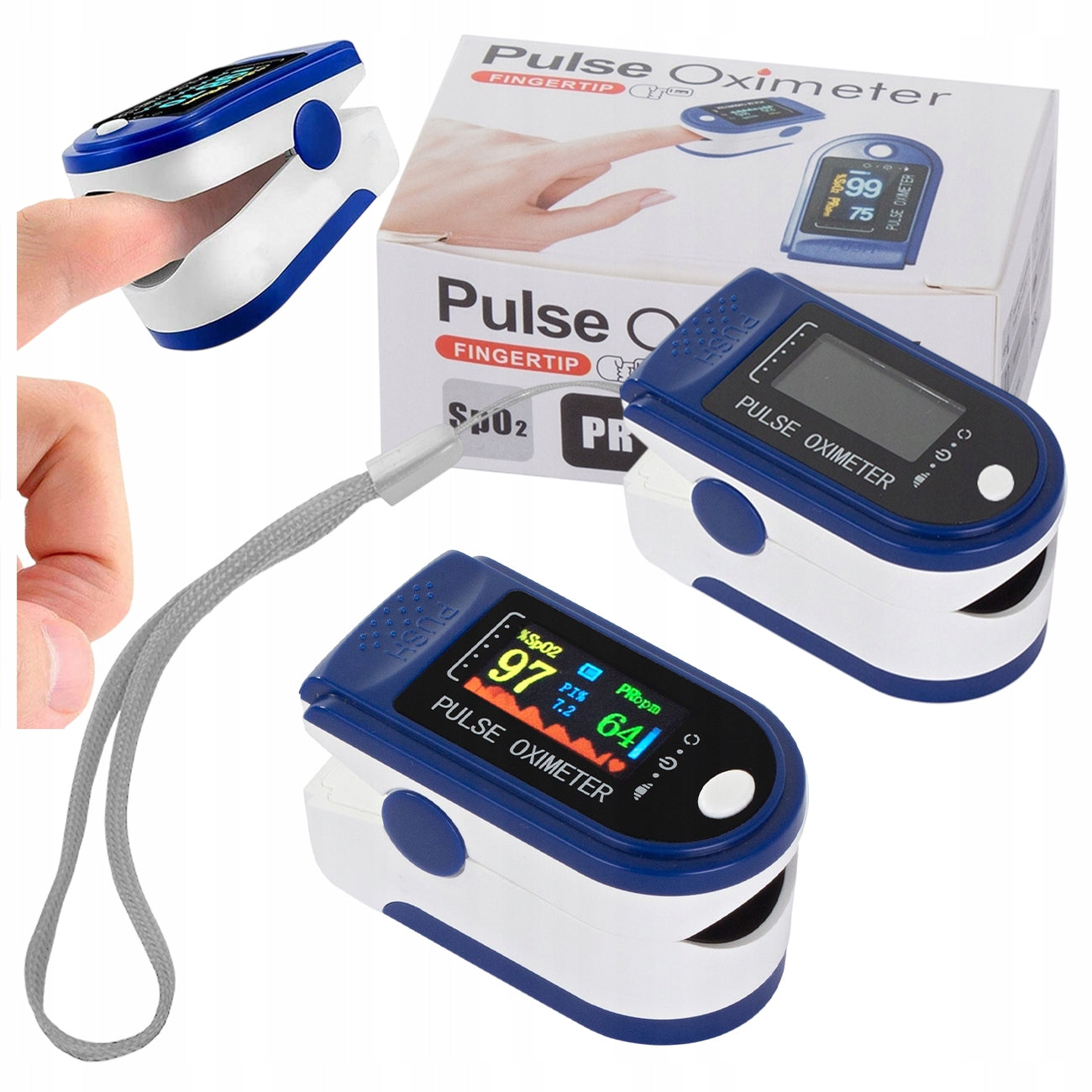PULSOKSYMETR FINGER OLED HEART RATE MONITOR MEDICAL PULSE OXYGENATION LEASH