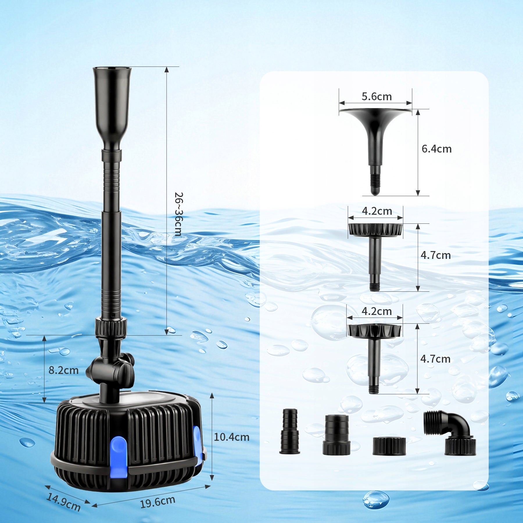 PUMP FOR POND WATER FOUNTAIN CASCADE 1500 l/h 25W Product weight with unit packaging 2 kg
