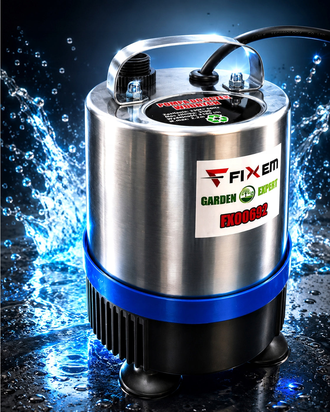 PUMP FOUNTAIN FOR POND WATER POND PUMP CASCADE NOZZLES SET Power 50 W