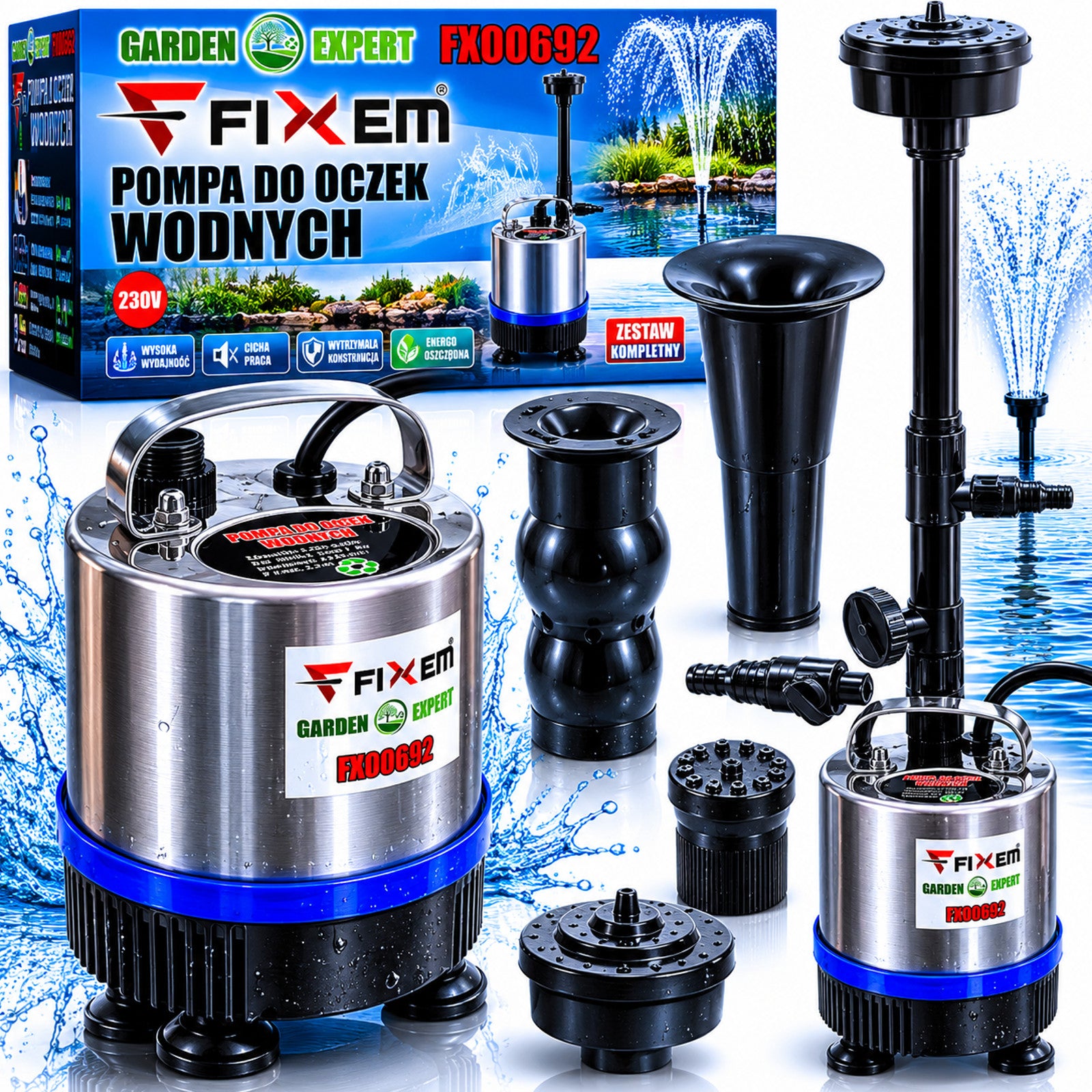 PUMP FOUNTAIN FOR POND WATER POND PUMP CASCADE NOZZLES SET