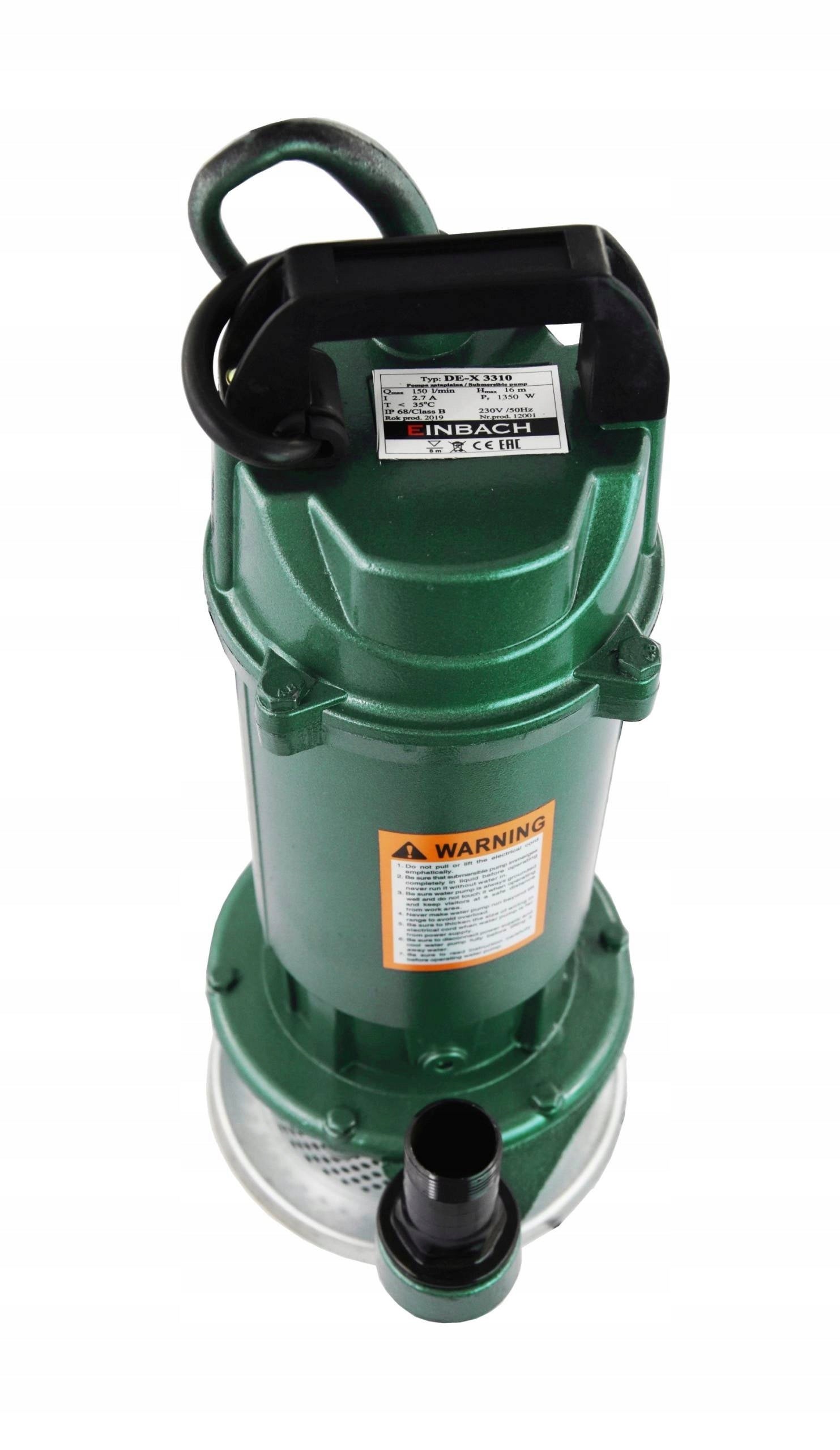 PUMP WITH FLOAT FOR SEPTIC TANK DIRTY WATER CLEAN SIEVE EFFICIENT STRONG SEPTIC TANK Engine power 370 W