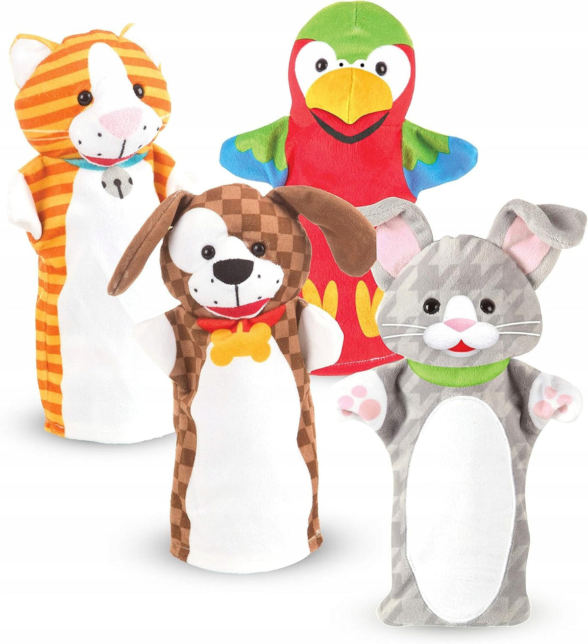 PUPPETS PLUSH TOYS FOR CHILDREN PUPPETS PARROT KITTEN DOG RABBIT 4 PCS MELISSA Packaging status original