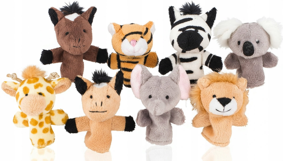 PUPPETS SET FINGER PUPPETS ANIMALS AFRICA 8 PCS PUPPETS TOY 3+