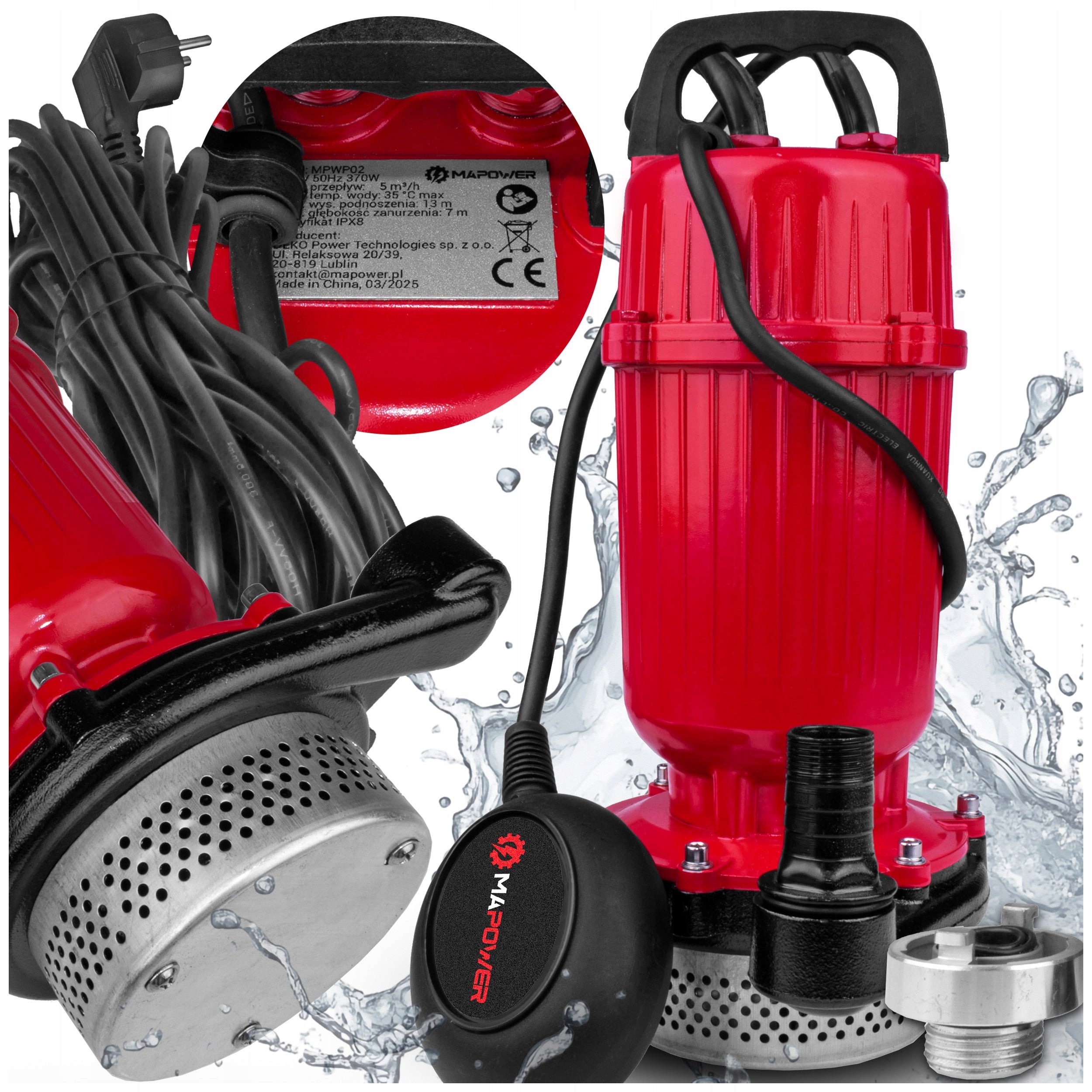 PURE DIRTY POOL WATER PUMP SUBMERSIBLE FLOAT 370W