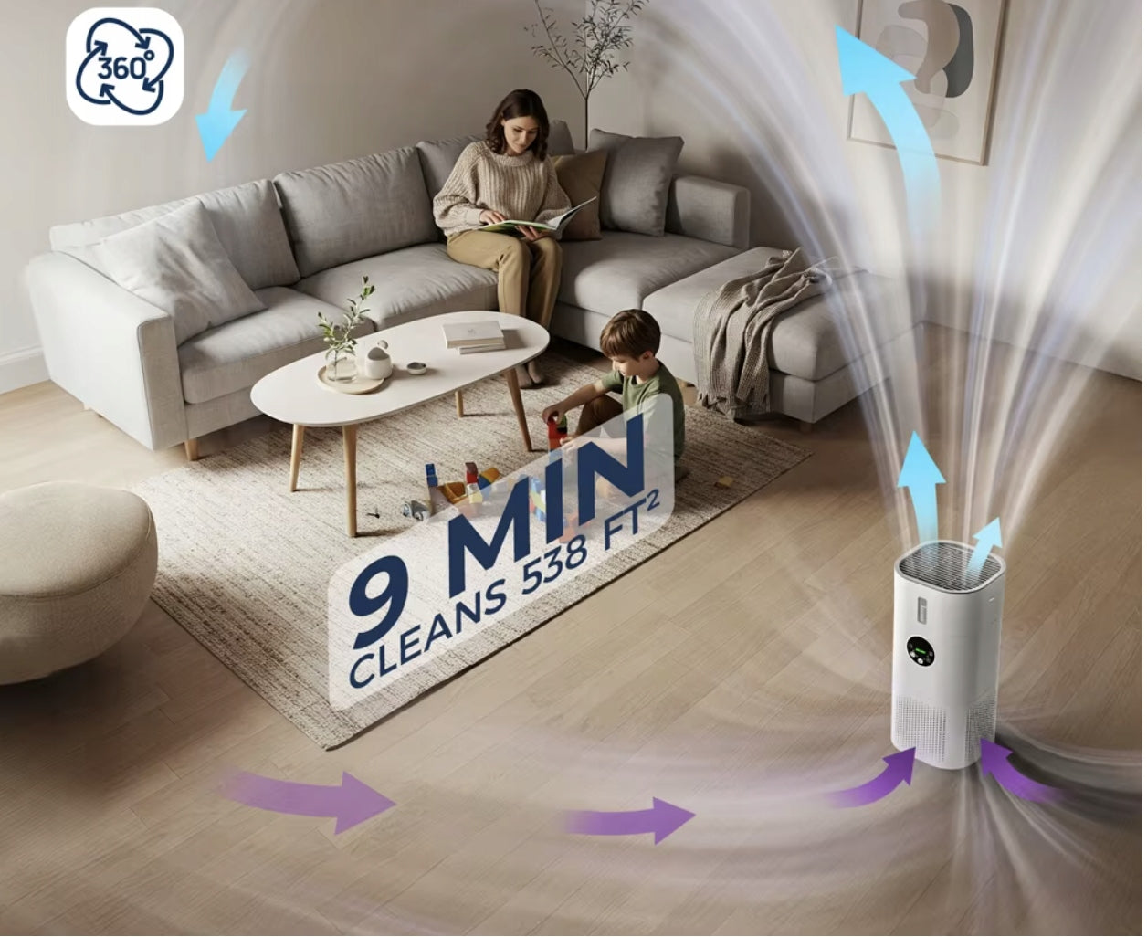 PURIFIER HUMIDIFIER 2IN1 HEPA FILTER POWERFUL EFFICIENT Dominant color white