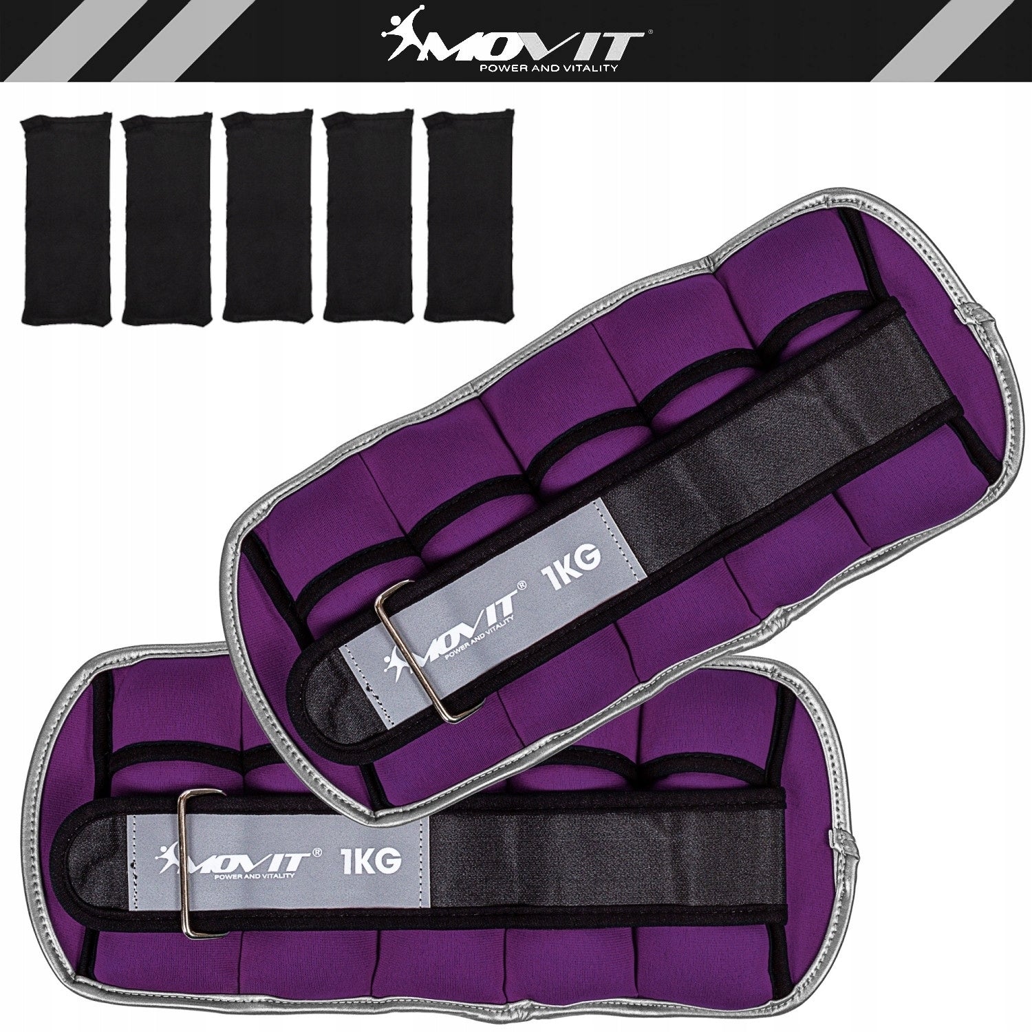 PURPLE ADJUSTABLE WEIGHTS 2x 1 KG FOR EXERCISE Color pink