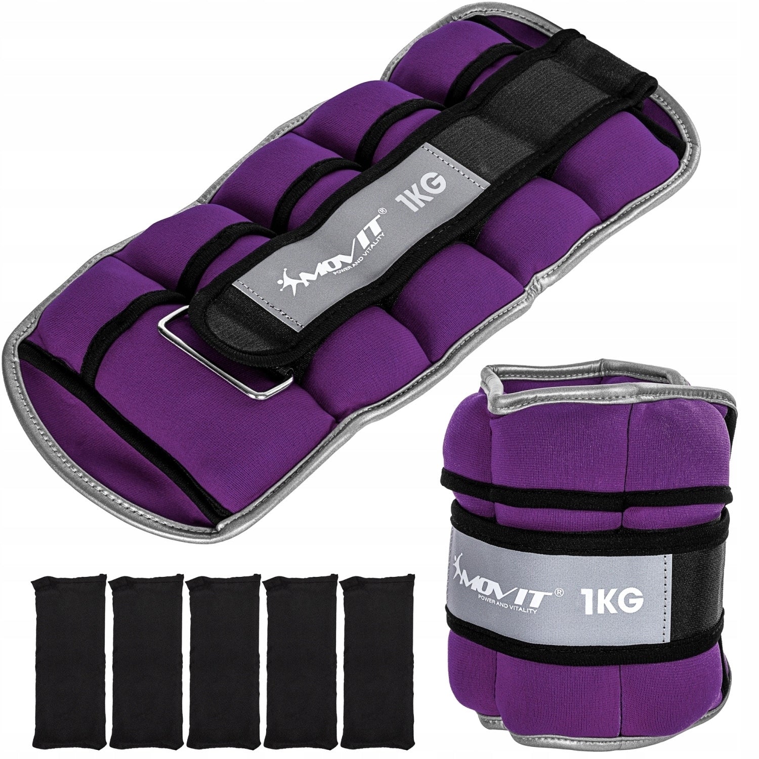 PURPLE ADJUSTABLE WEIGHTS 2x 1 KG FOR EXERCISE