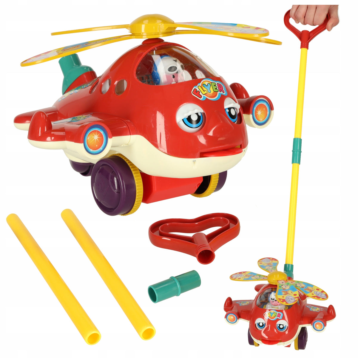 PUSHER ON STICK PLANE HELICOPTER WITH SOUND FOR CHILDREN TO PUSH AIRPLANE