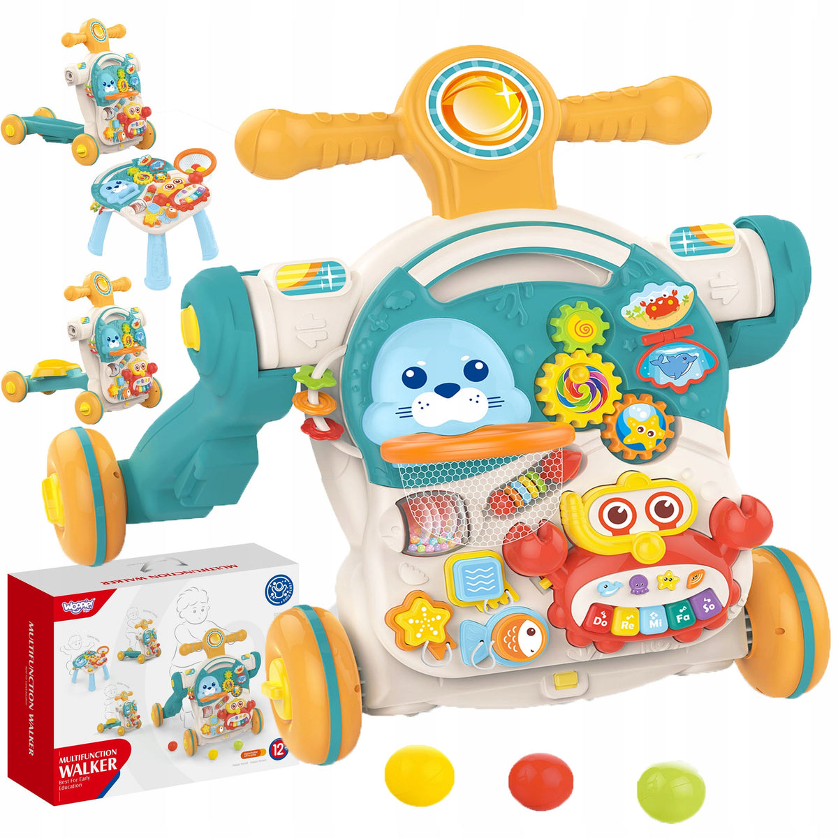 PUSHER WALKER EDUCATIONAL TABLE INTERACTIVE SCOOTER RIDER 4IN1 PIANO