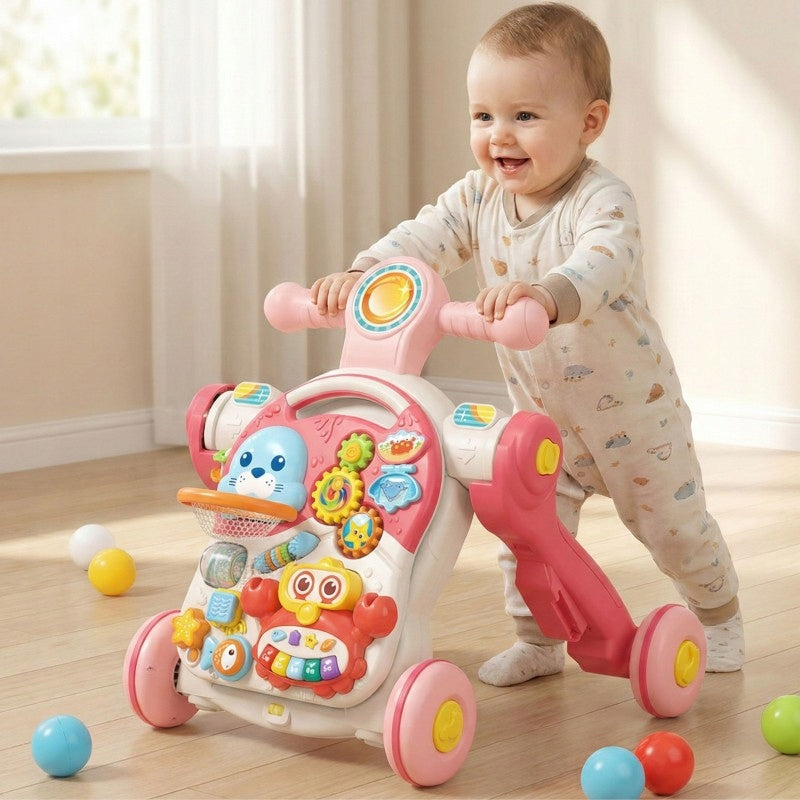 PUSHER WALKER EDUCATIONAL TABLE SCOOTER INTERACTIVE RIDE 4IN1 WOOPIE Brand Woopie