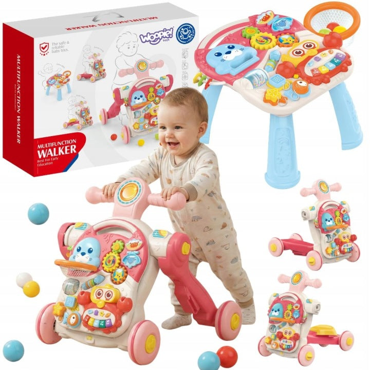 PUSHER WALKER EDUCATIONAL TABLE SCOOTER INTERACTIVE RIDE 4IN1 WOOPIE