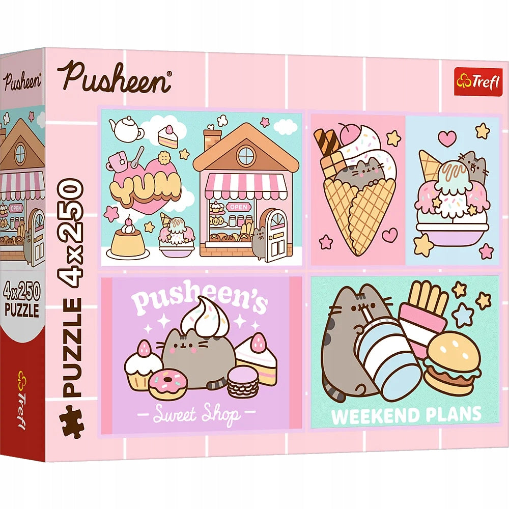 PUZZLE 4 x 250 pieces MEET PUSHEEN, 4 puzzles for children +12 years old
