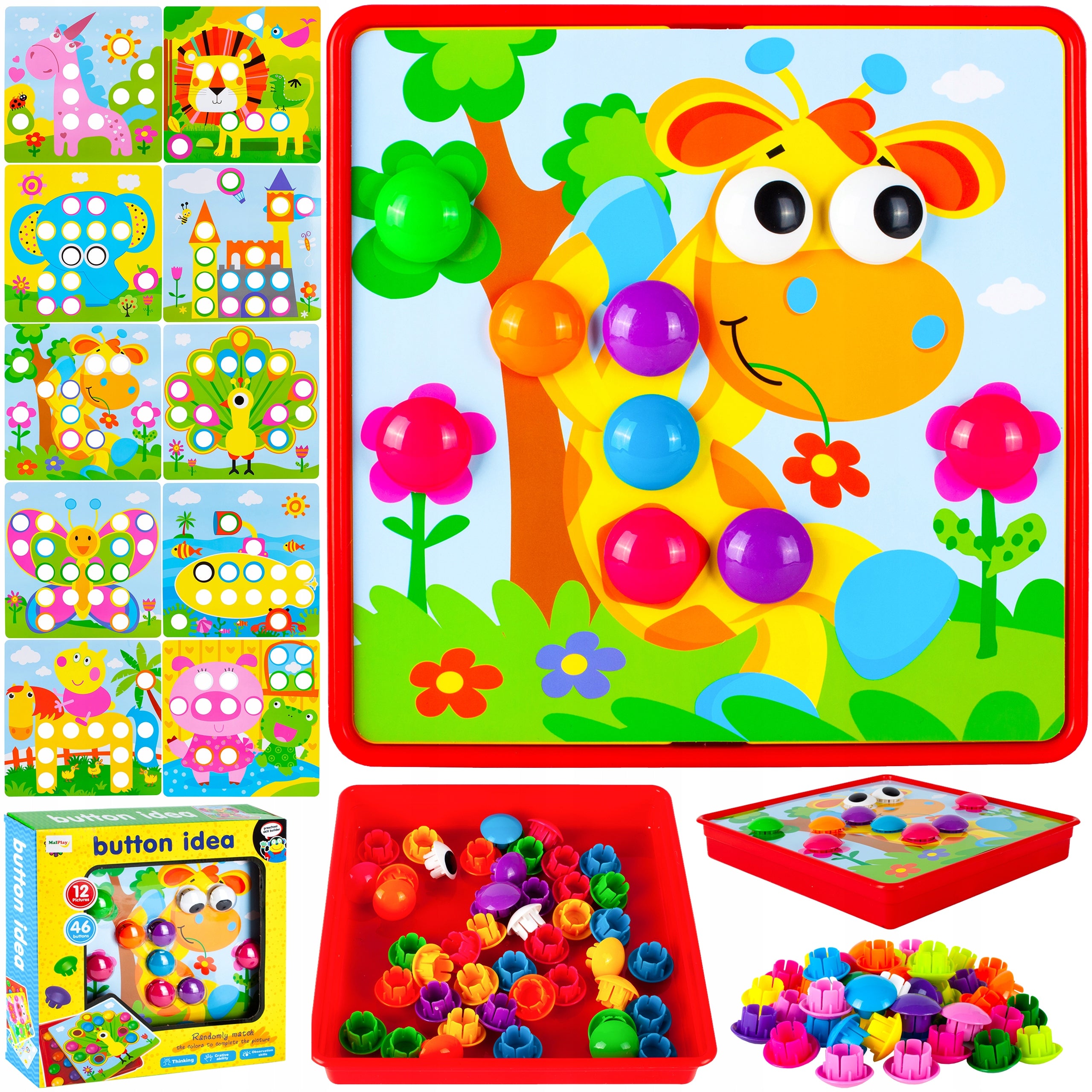 PUZZLE BUTTON MOSAIC GAME TRAINING LITTLE HAND MUSHROOMS EDUCATIONAL XXL