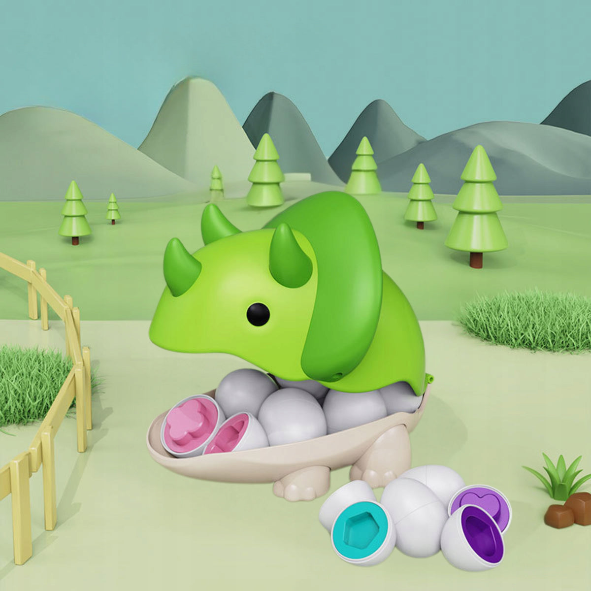 PUZZLE EGG RIDING DINOSAUR MATCH SHAPES COLORS Packaging status original