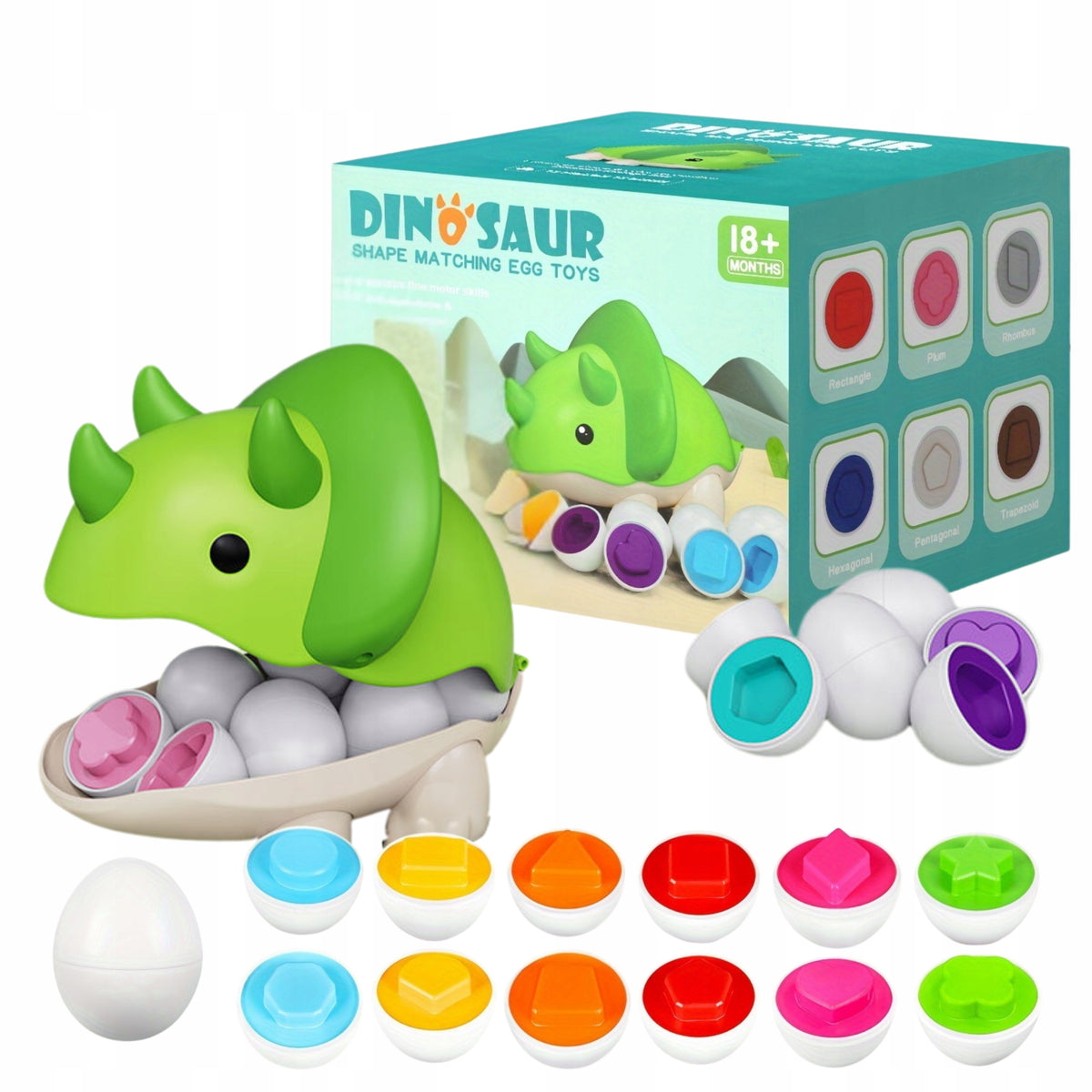 PUZZLE EGG RIDING DINOSAUR MATCH SHAPES COLORS