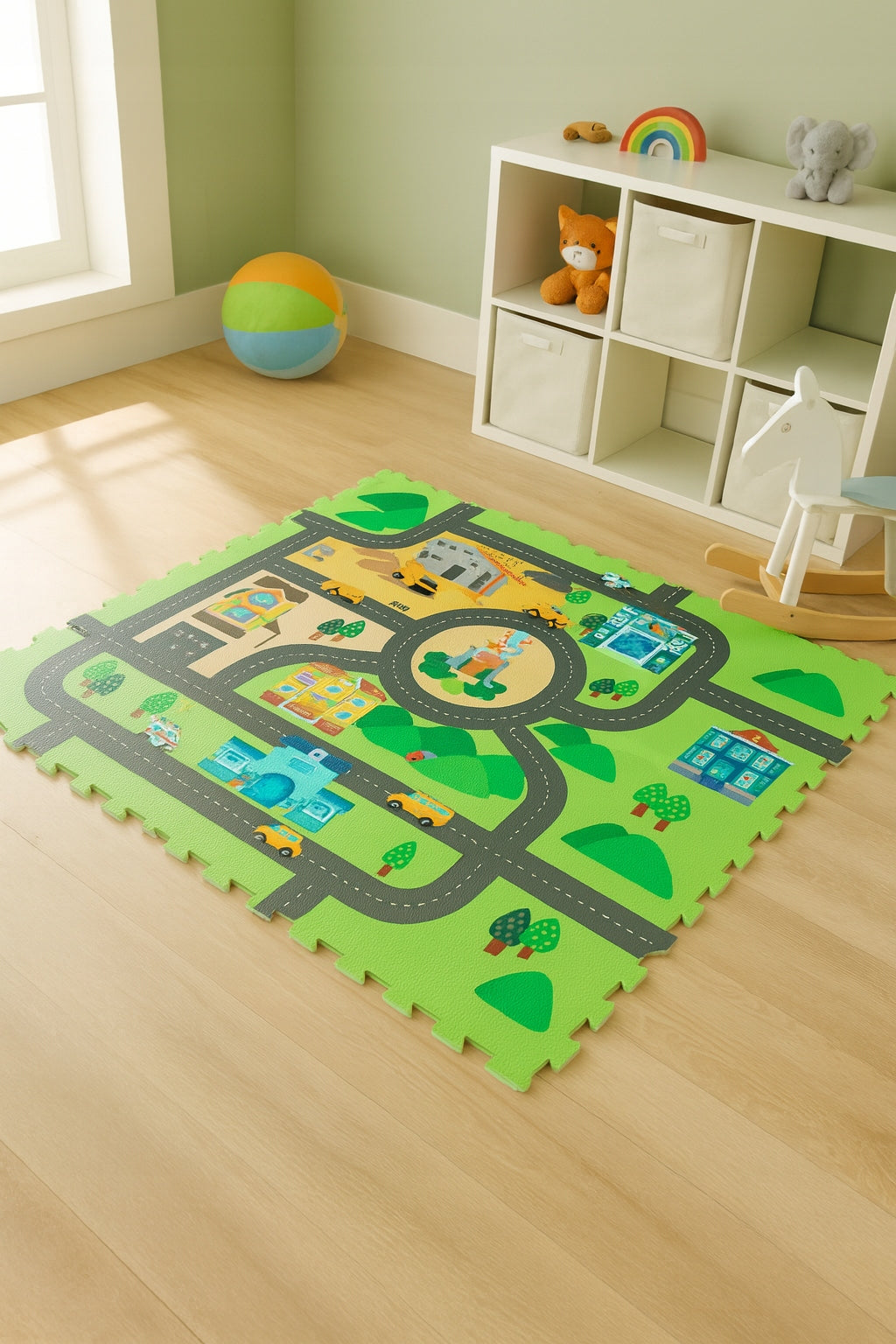 PUZZLE FOAM MAT FOR CHILDREN THICK CITY STREETS ROAD 120X120 Brand Humbi