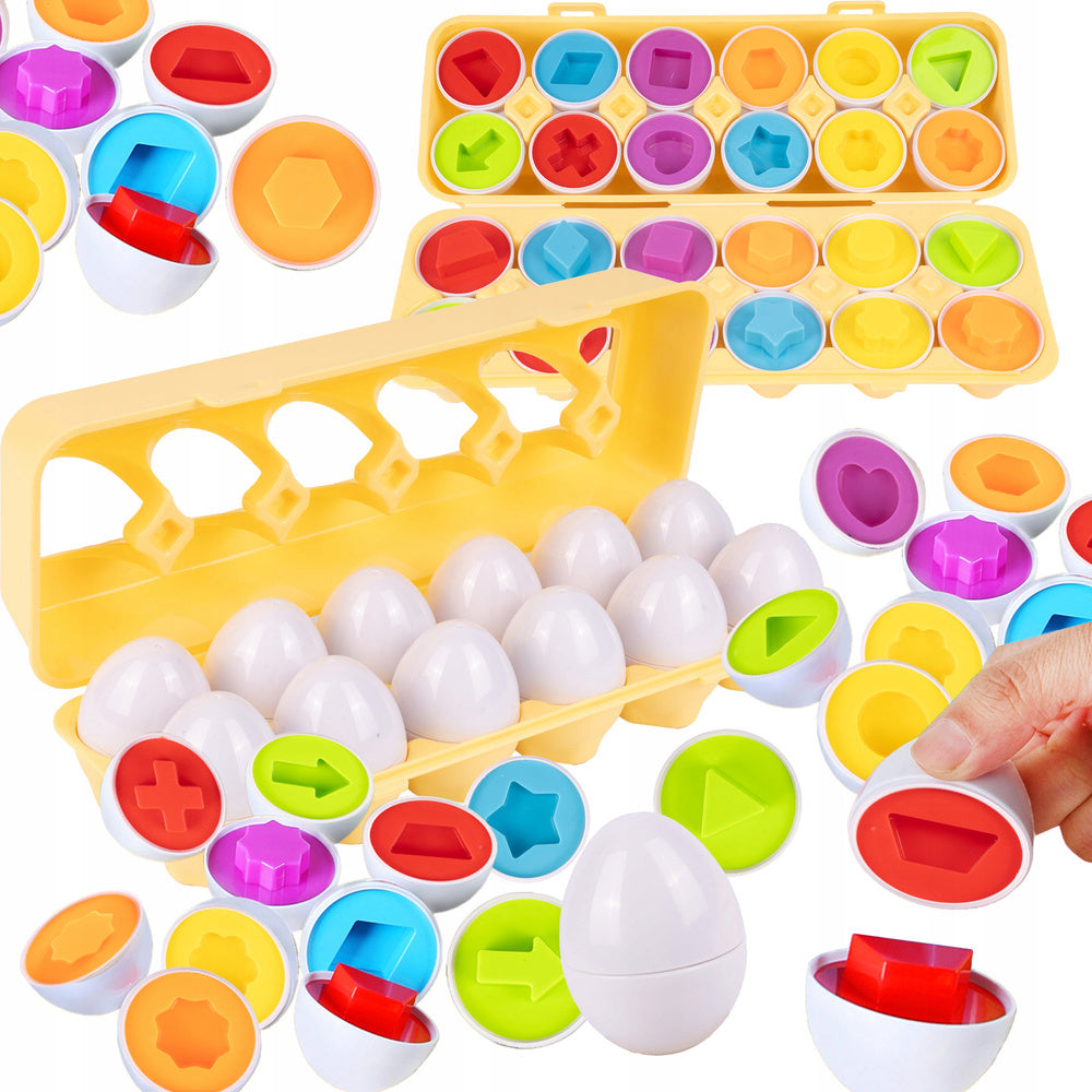 PUZZLE MATCH EGGS SHAPES SORTER MONTESSORI EDUCATIONAL TOY 12PCS Brand MalPlay