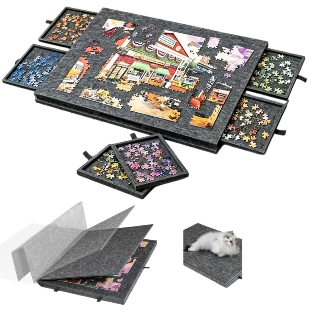 PUZZLE TABLE, PUZZLE BOARD WITH 6 DRAWERS