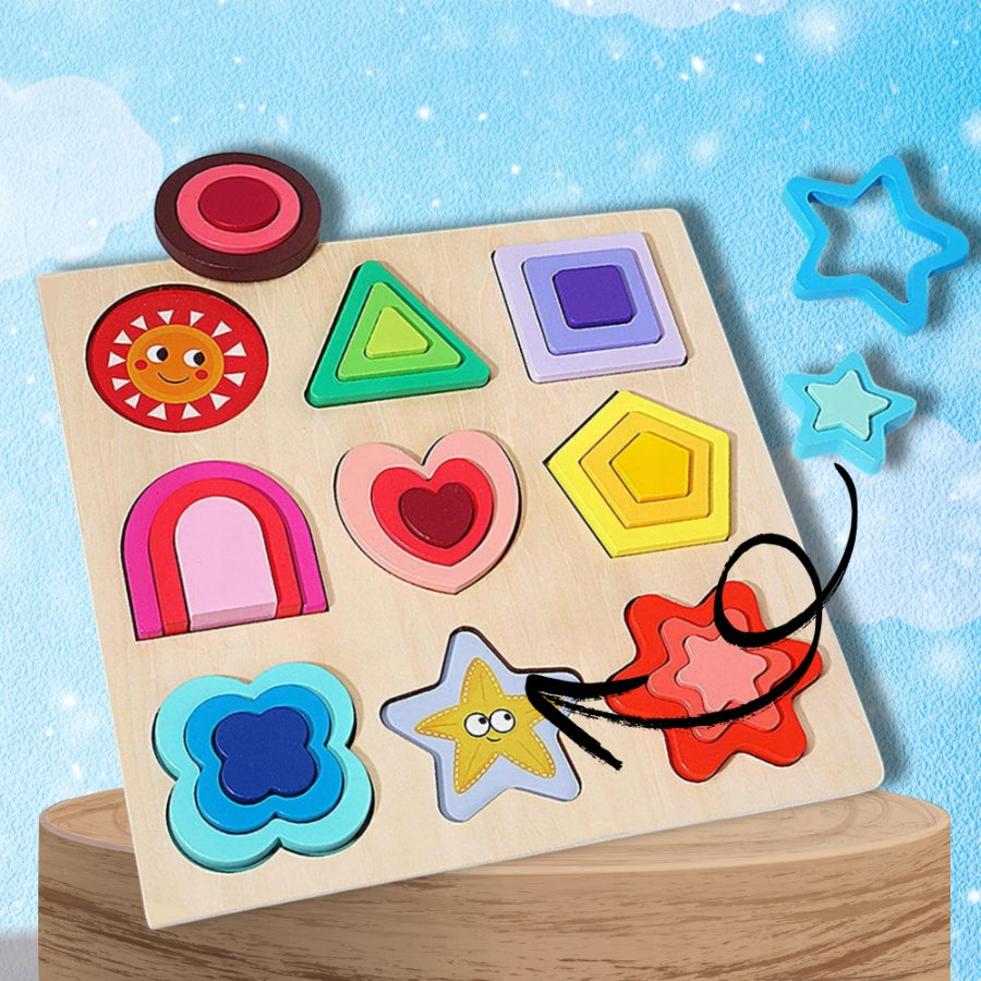 PUZZLE WOODEN SHAPES MATCHING EDUCATIONAL FIGURES MONTESSORI Manufacturer code 5904158315199