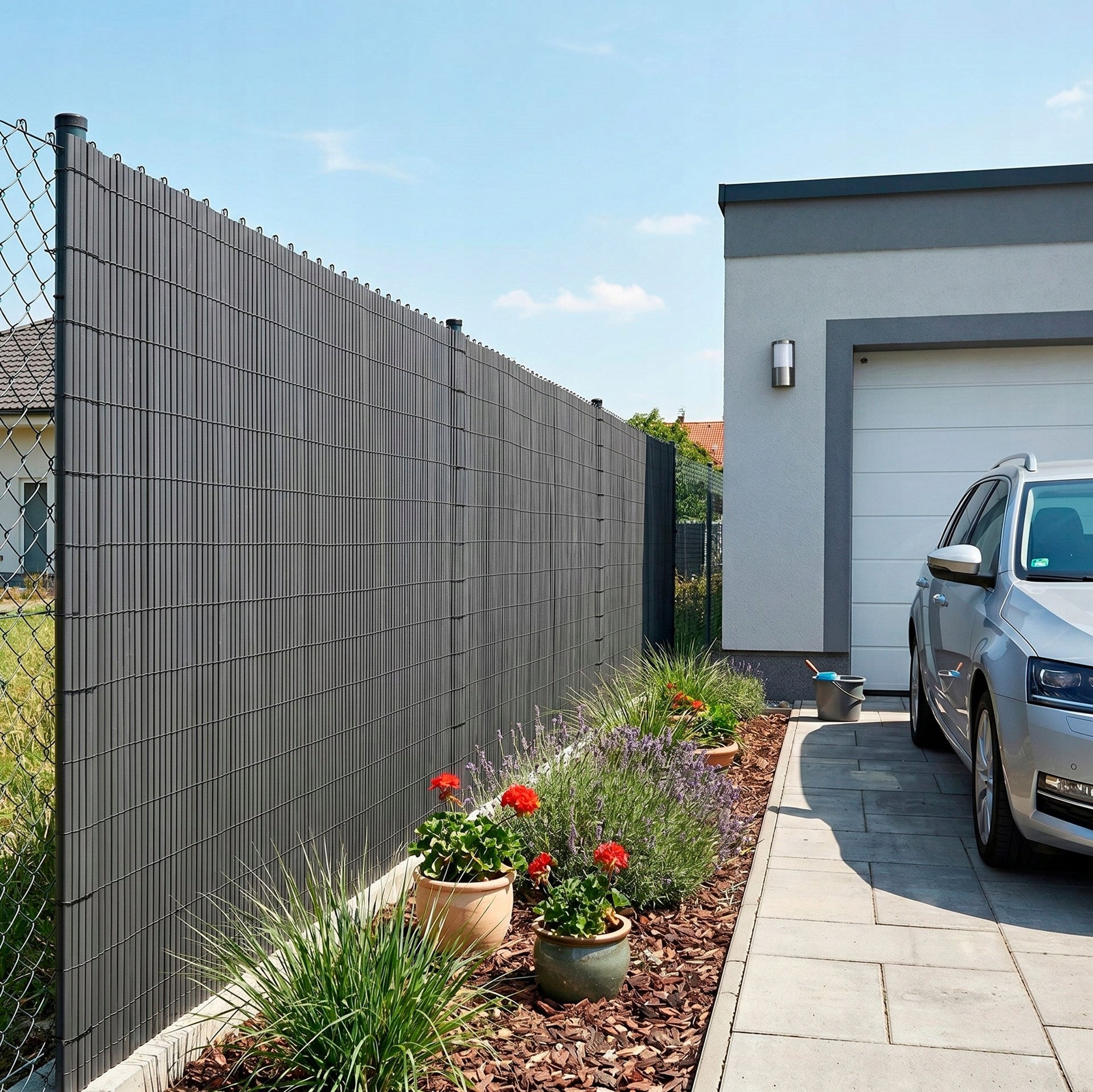 PVC COVER 100x500cm MASKING GREY BALCONY MAT TERRACE FENCE Kind cover, mat
