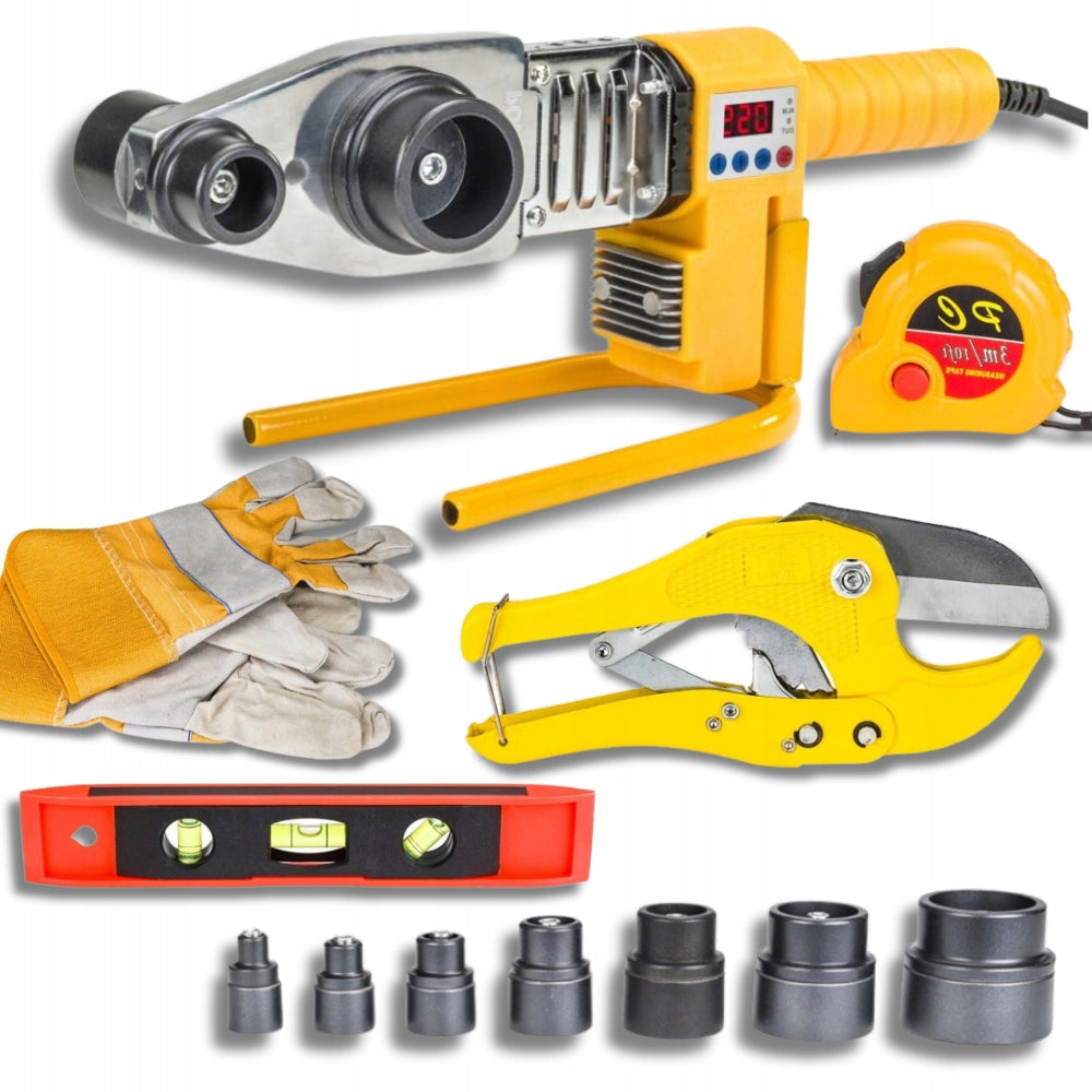 PVC PP Pipe WELDING MACHINE Dies 16 - 63 mm - STRONG 2800W LCD - LARGE SET