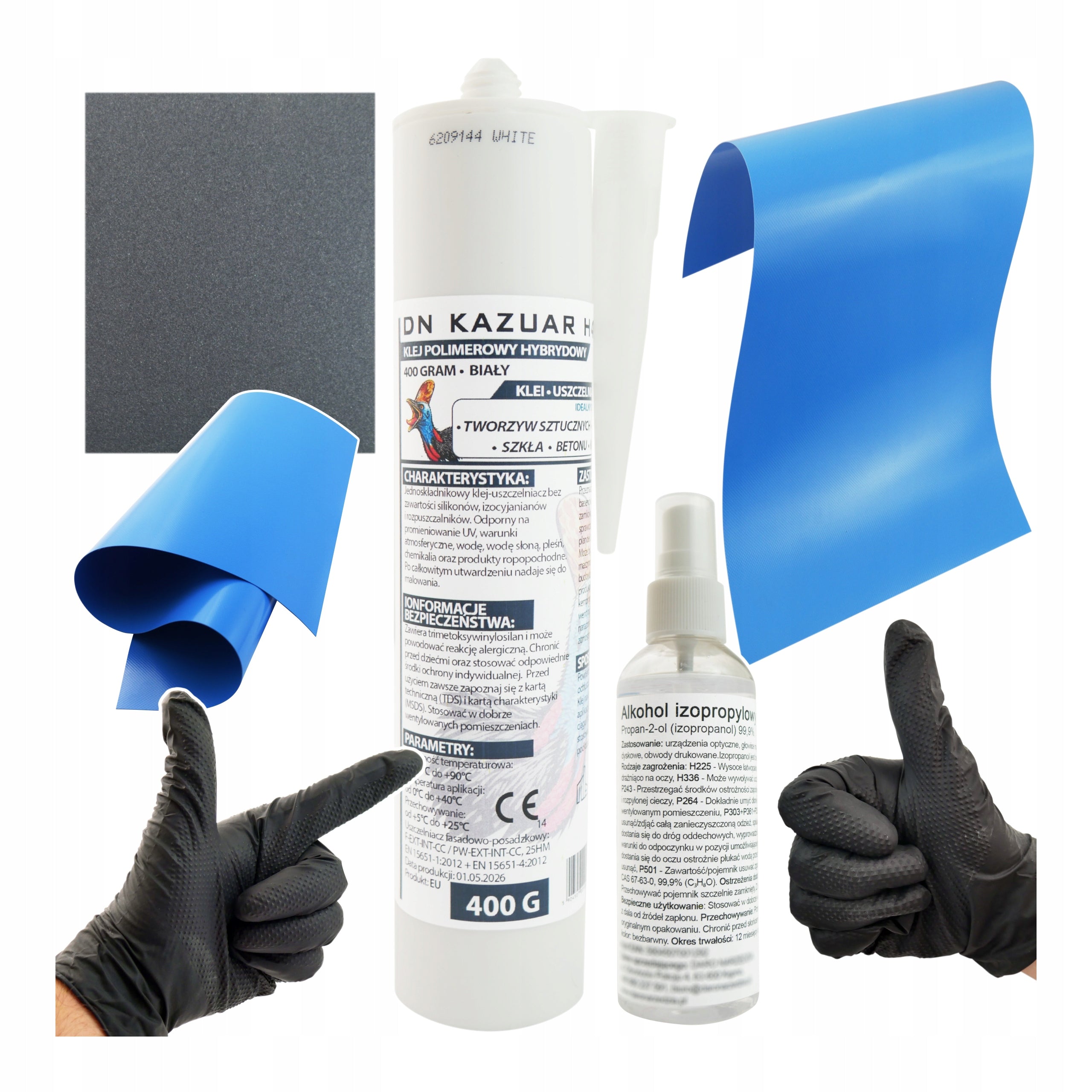 PVC Pool Repair Kit Glue 400g Dry and Morko Large Patch 50x27cm