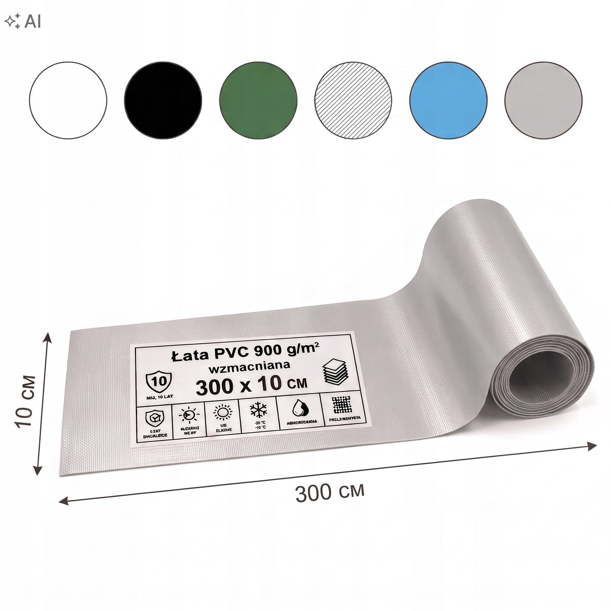 PVC patch mix of colors 10 x 300 cm, for repairing pontoon, pool, mattress