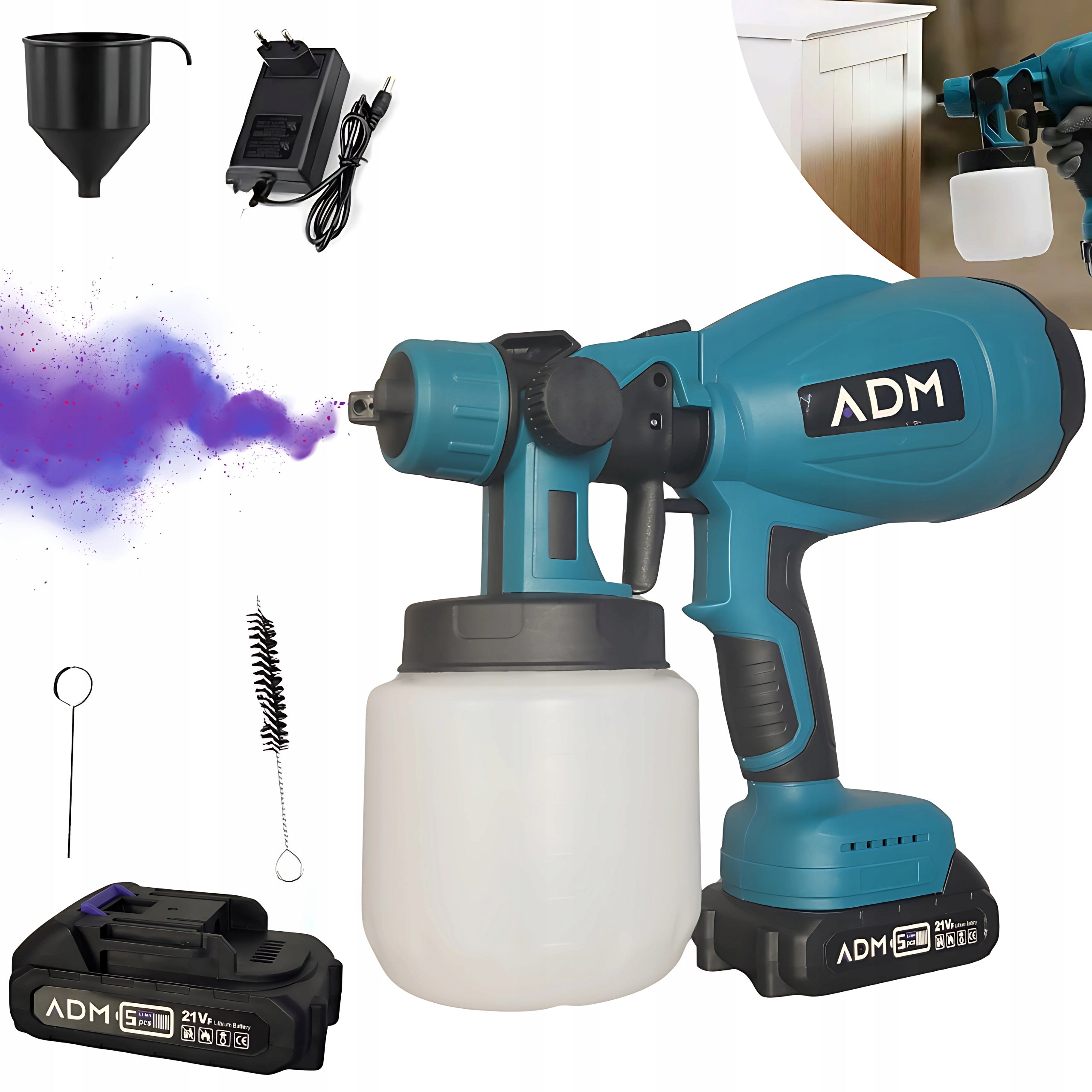 Paint Gun 21V with 2 Rechargeable Cordless 800ml reg Nozzle EAN (GTIN) 5907053147131