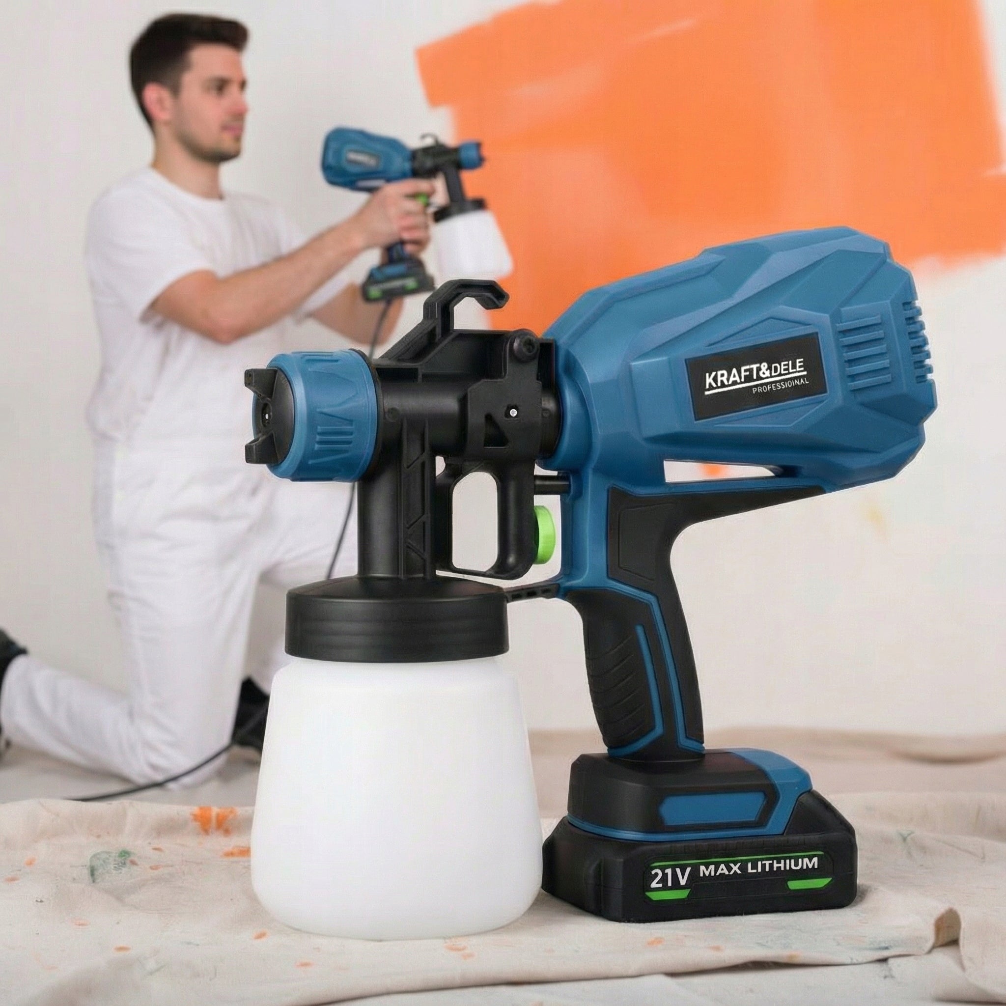 Paint gun for wall fence battery 21v 2ah 800ml universal Packaging status original