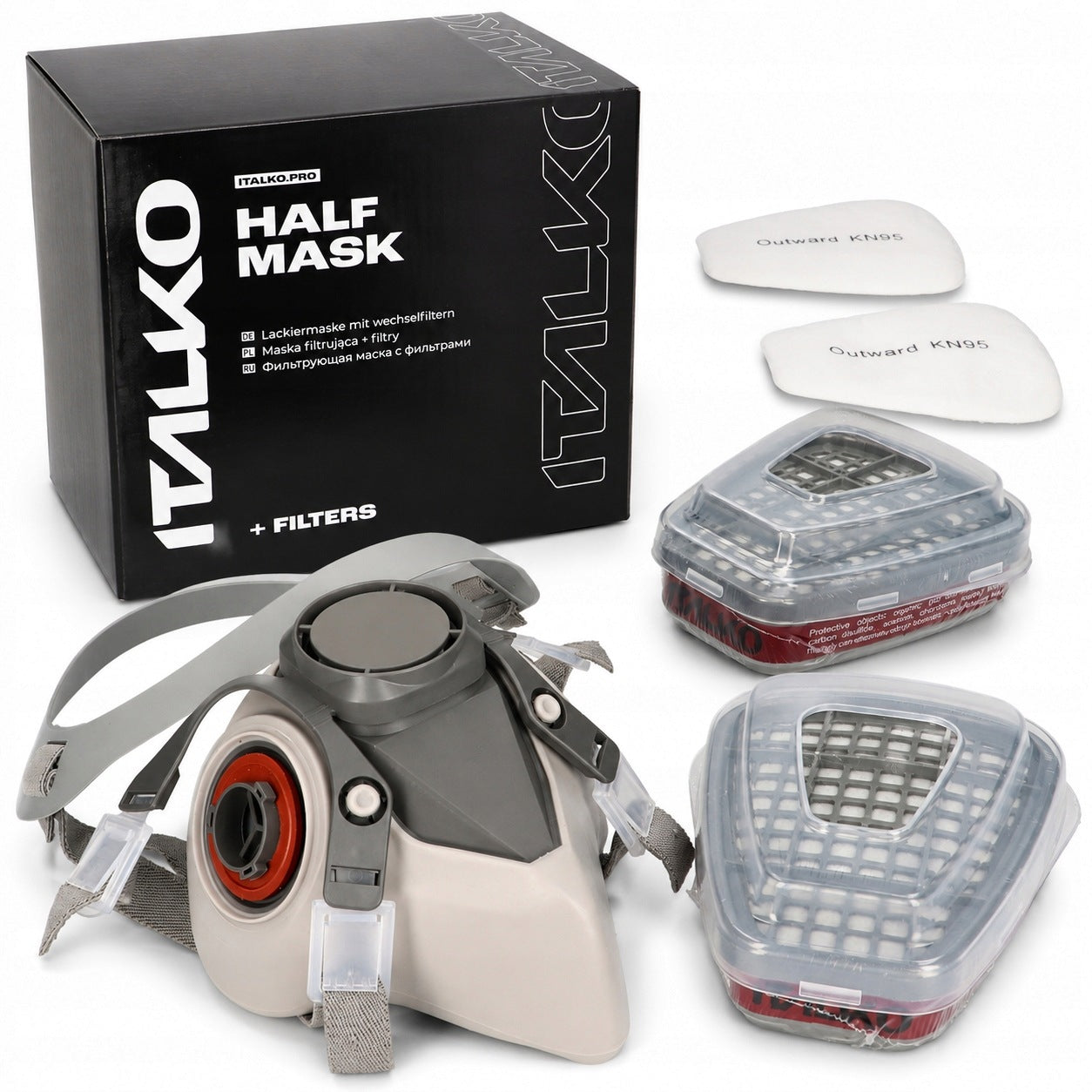 Paint half mask Italko L dust filter set CARTRIDGES + filters Medical device no