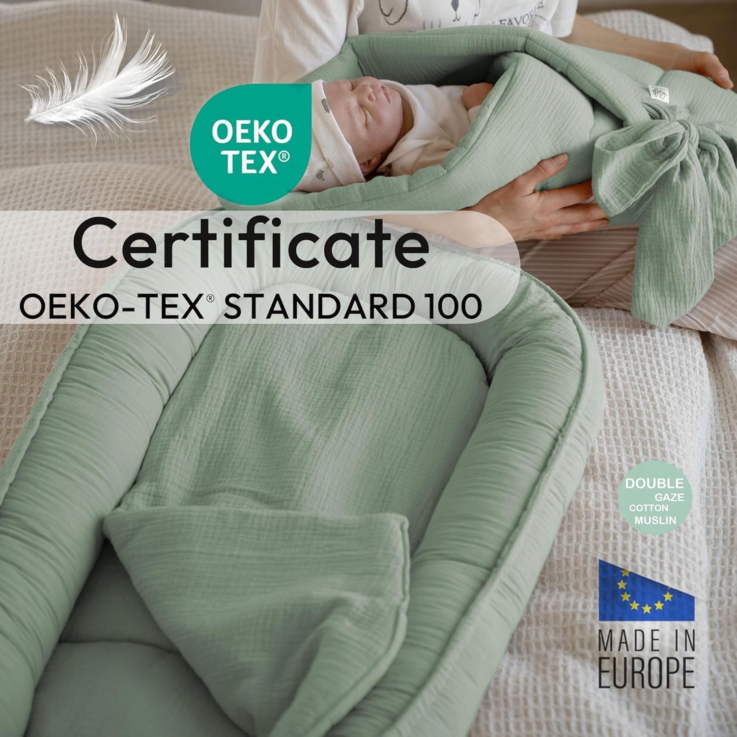 Palulli muslin baby cocoon LONG 100x60cm + cotton insert 100% Packaging status original
