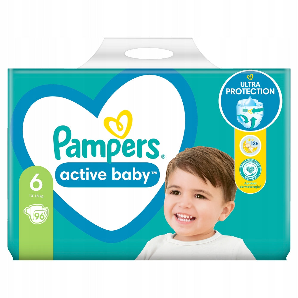 Pampers Active Baby, diapers size 6, 13-18 kg, 96 pieces