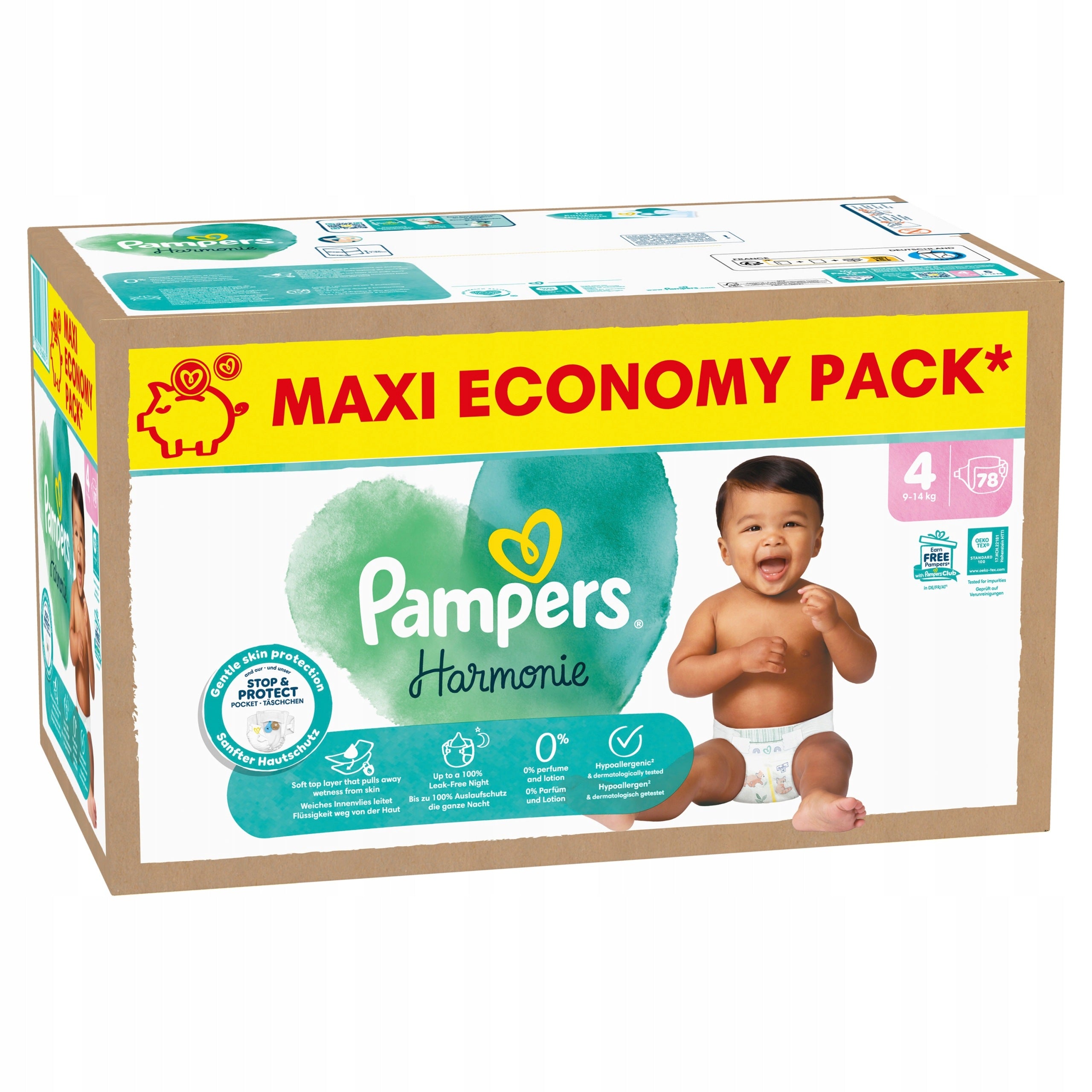 Pampers Harmonie Size 4 Maxi Pack 78 Diapers (9-14 kg) Packaging status original