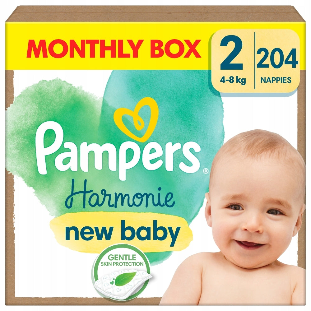 Pampers Harmonie new baby diapers size 2, 4-8 kg, 204 pcs, Monthly Box