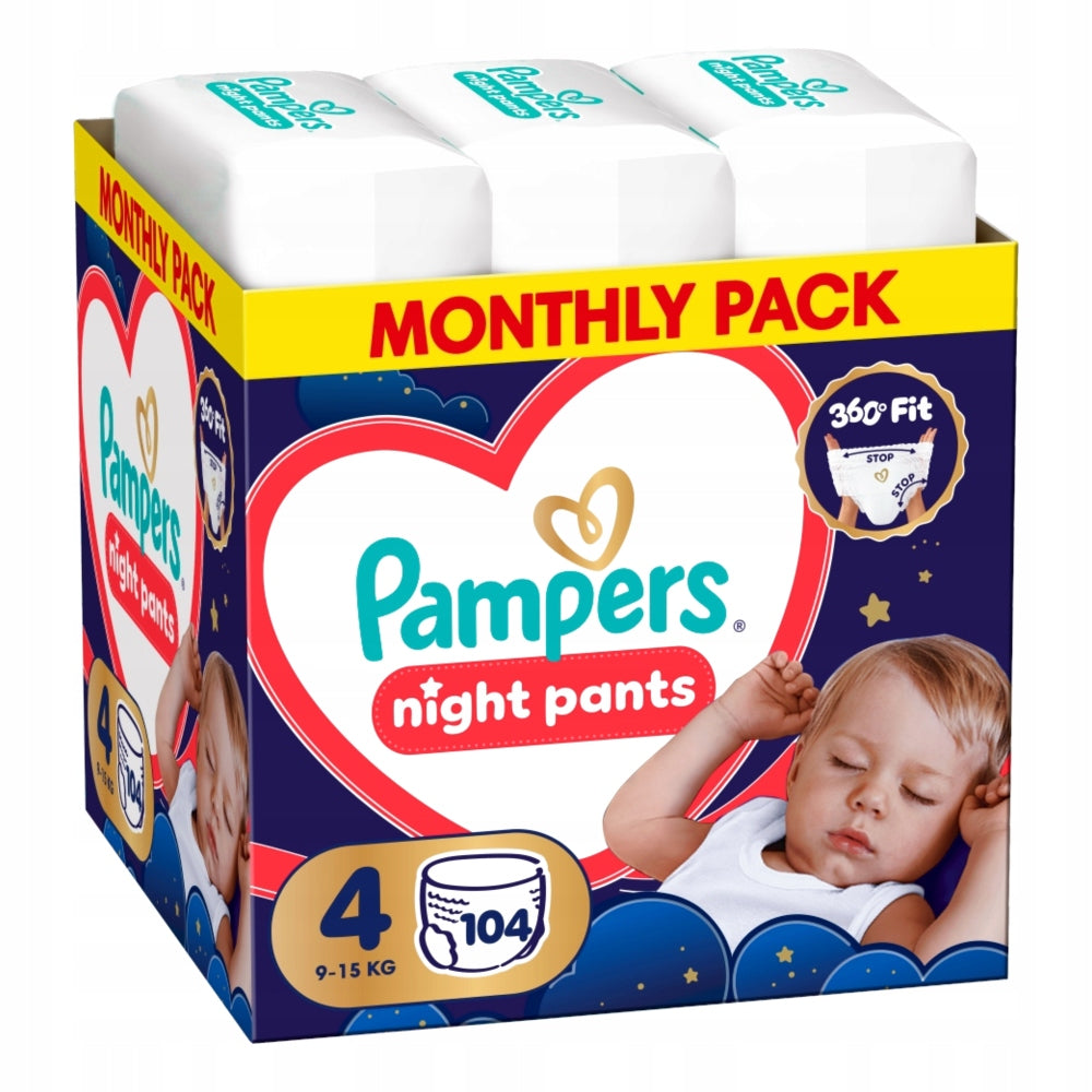 Pampers Night Pants Monthly box Diapers For Night SIZE 4, 104 pcs, 9-15kg