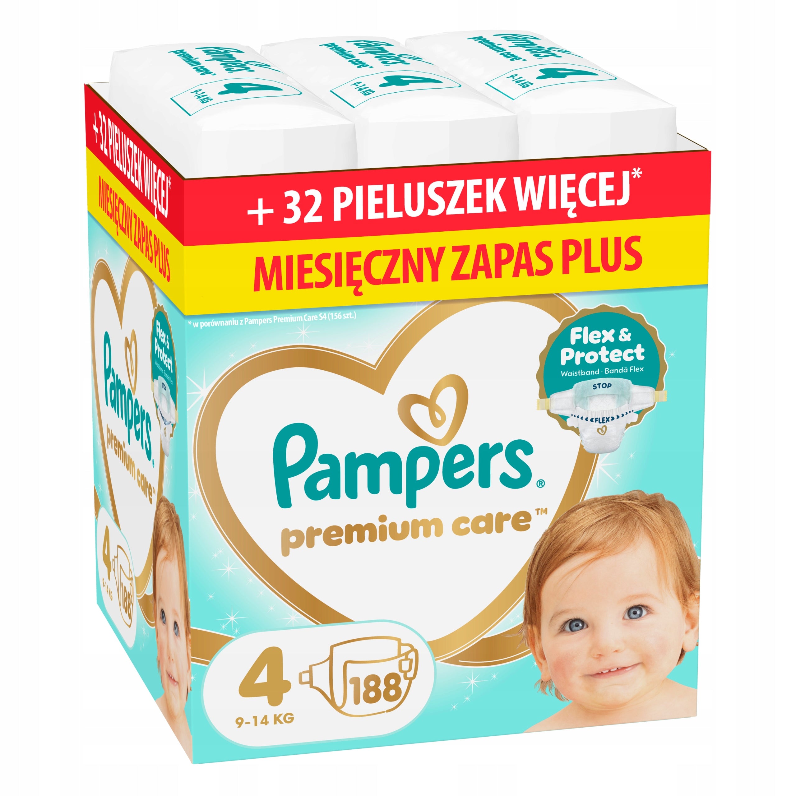 Pampers Premium Care 4, 188 pcs, 9-14 kg Diapers Monthly stock PLUS